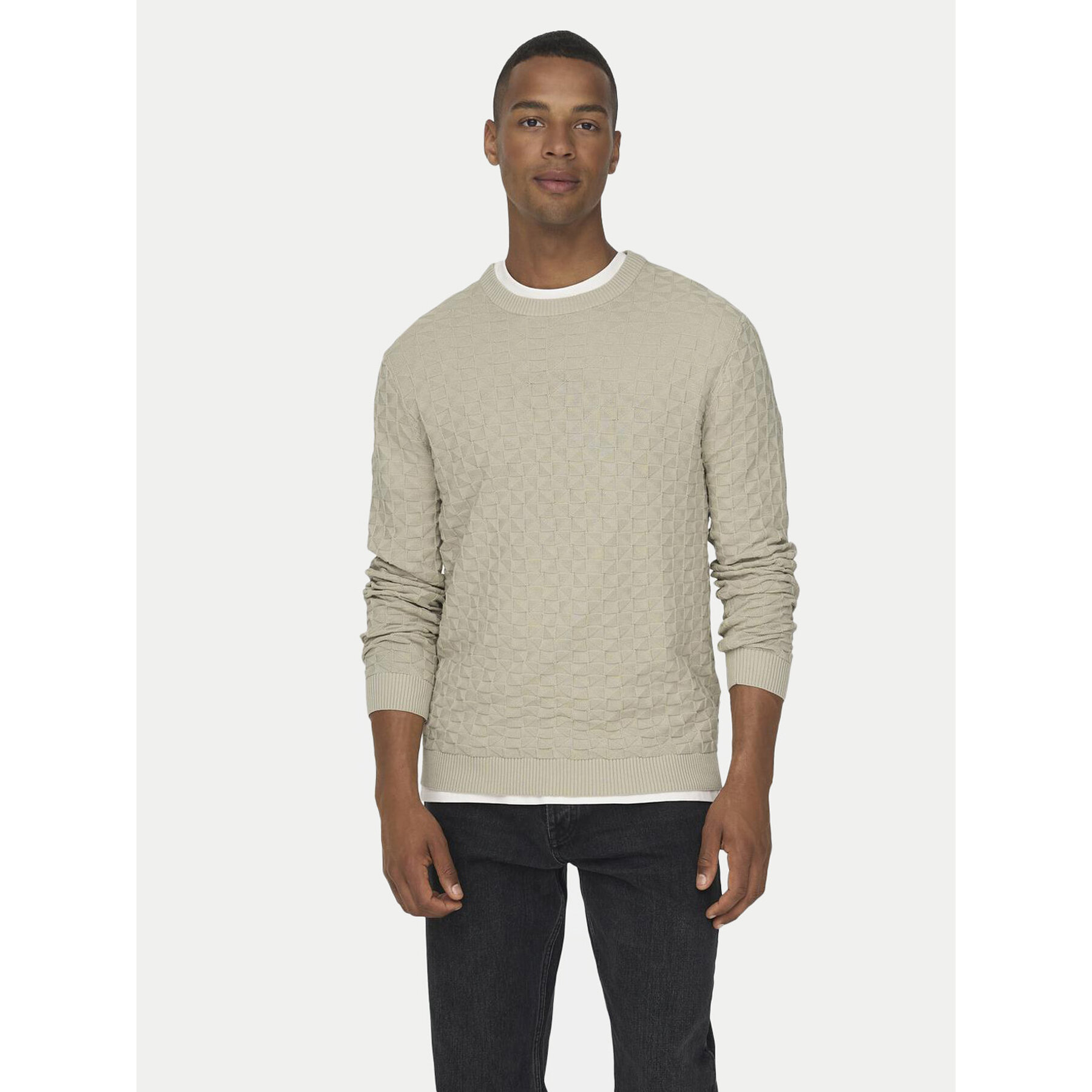 Only & Sons Sweter 22026559 Beżowy Regular Fit