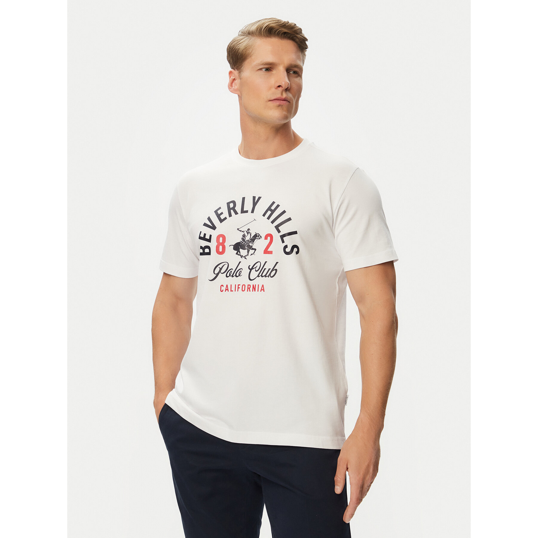 Beverly Hills Polo Club T-Shirt P-SS26M-TS1290 Biały Regular Fit