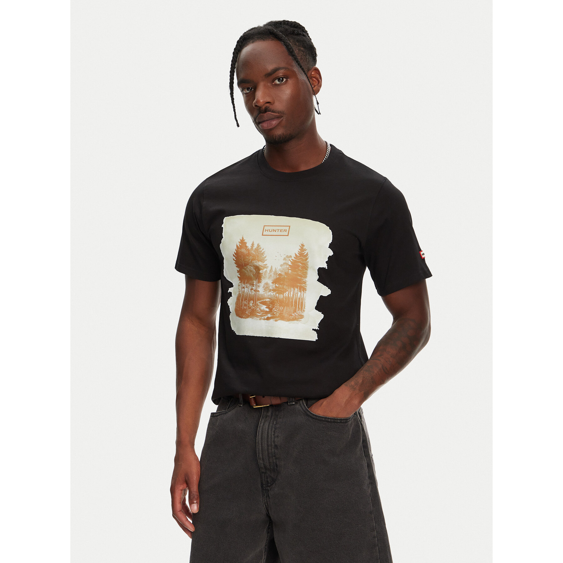 Hunter T-Shirt Duart Graphic HARM0033251 Czarny Regular Fit