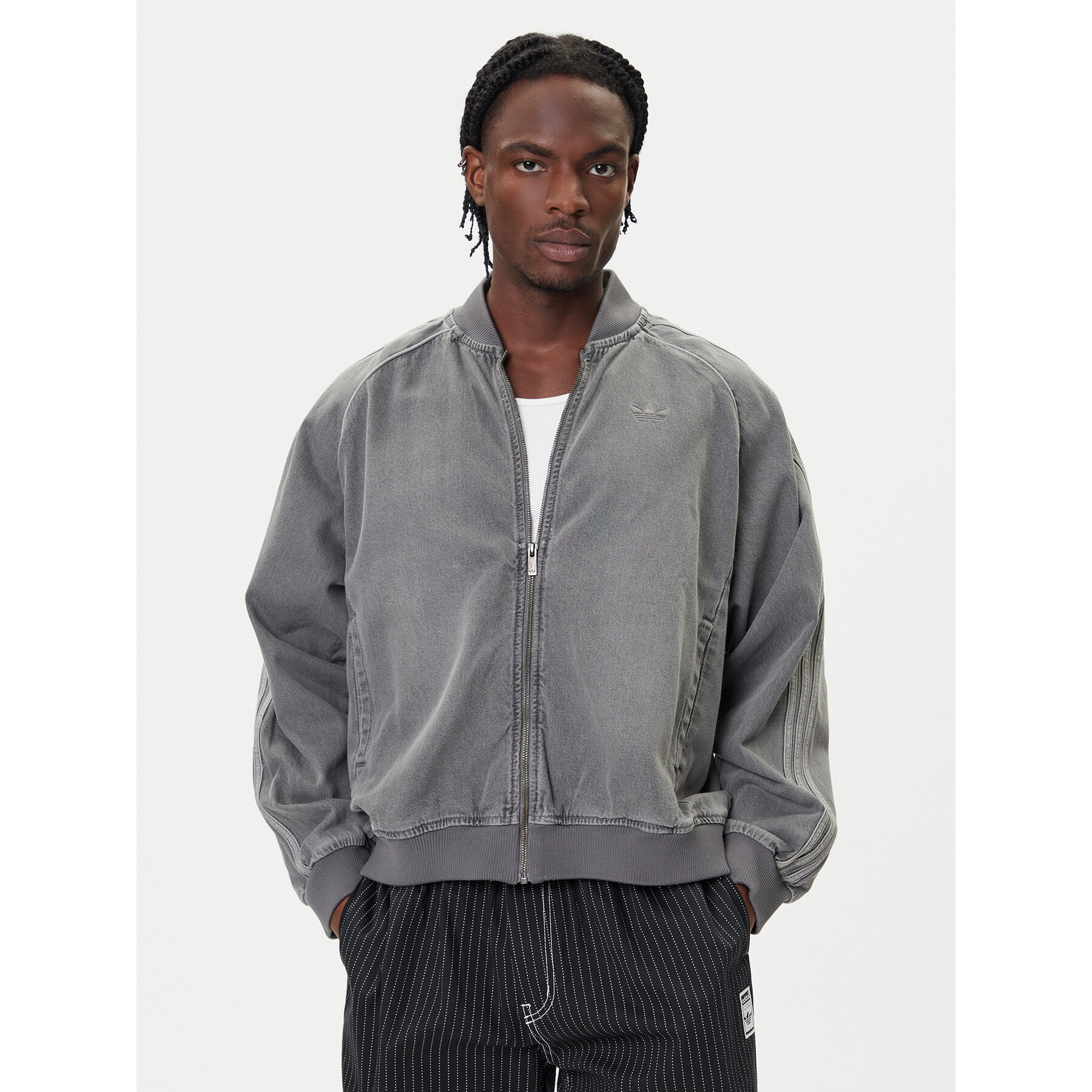 adidas Kurtka jeansowa SST adicolor JW5915 Szary Loose Fit