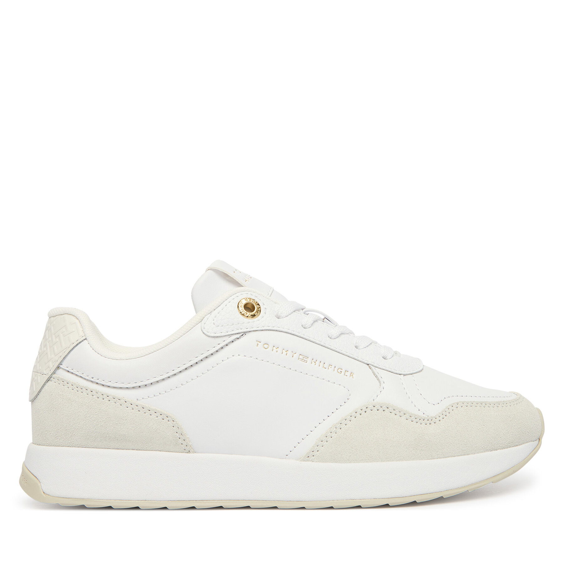 Tommy Hilfiger Sneakersy Monogram Mix Material Runner FW0FW09267 Biały