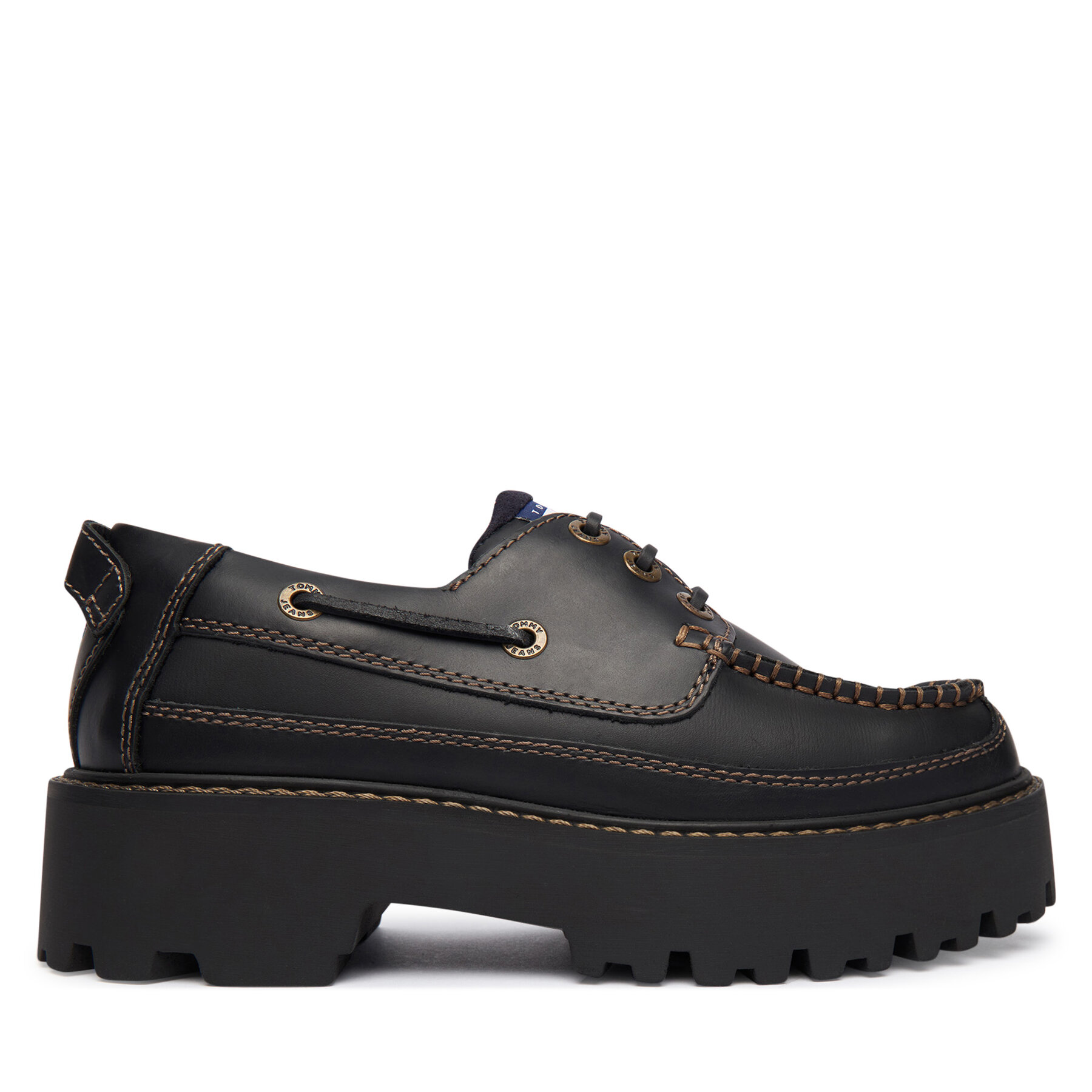 Tommy Jeans Półbuty Archive '01 Boat Shoe Leather EN0EN03003 Czarny