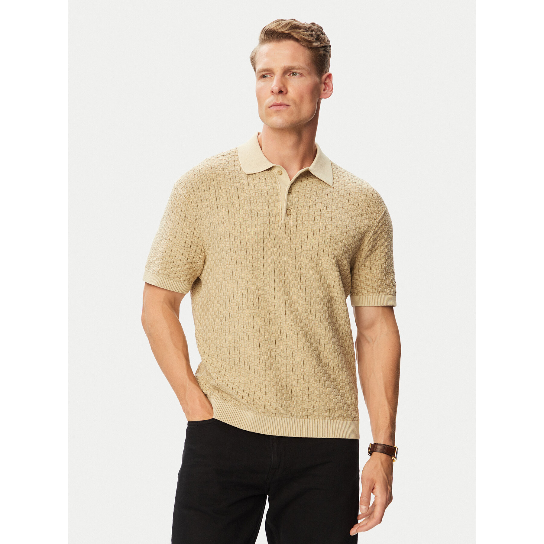 Tommy Hilfiger Polo MW0MW43246 Beżowy Regular Fit