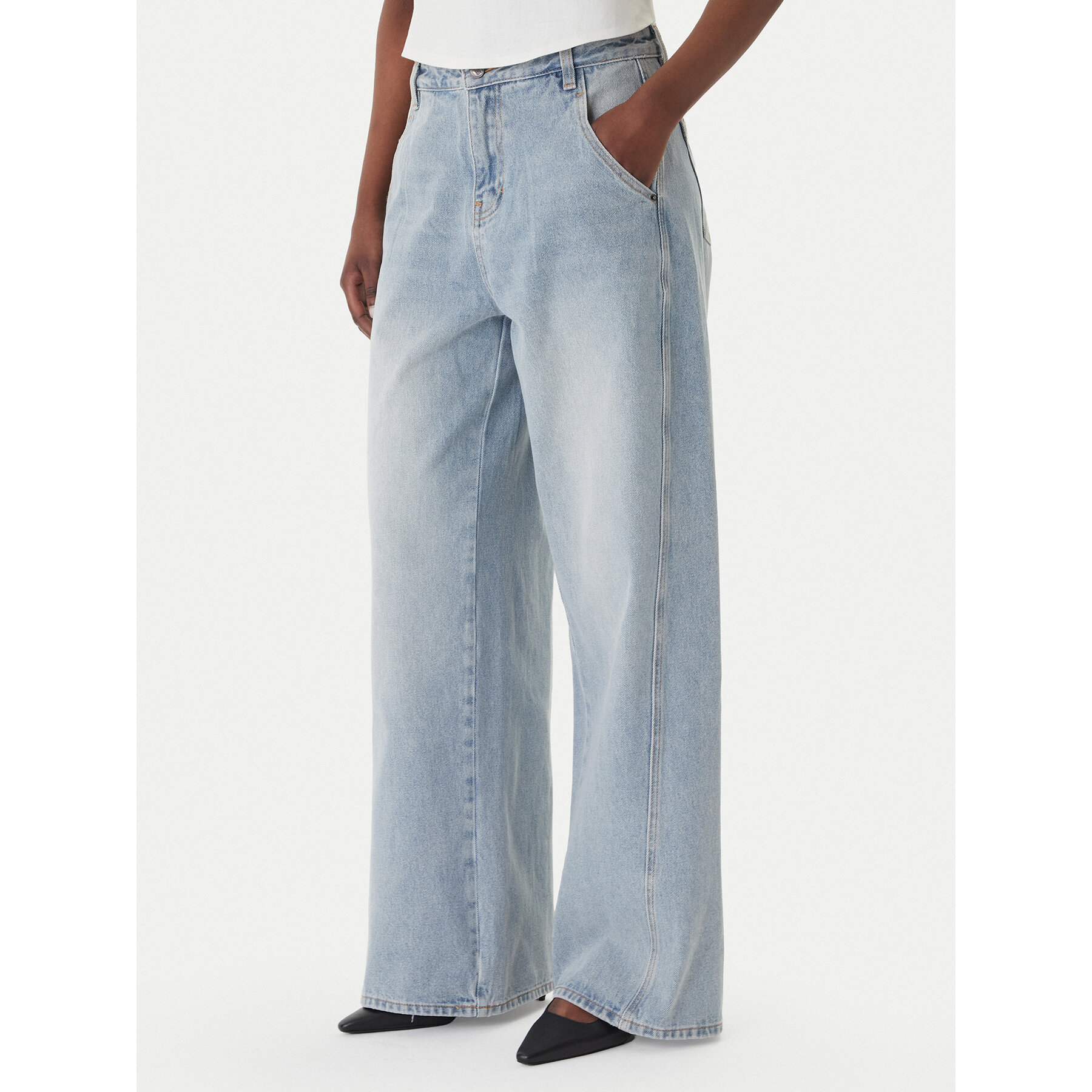 Eleh Jeansy EL103 Błękitny Wide Leg