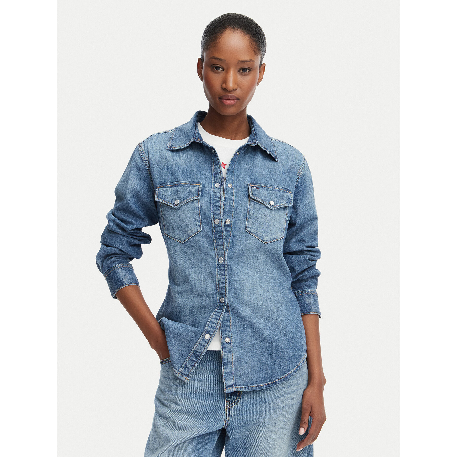 Tommy Jeans Koszula jeansowa DW0DW23486 Niebieski Regular Fit