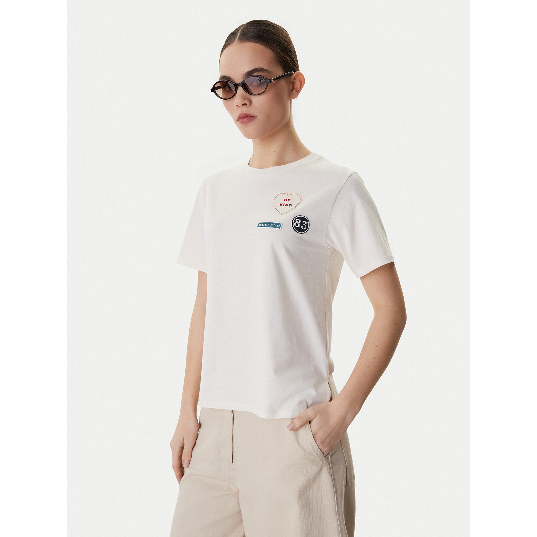 Weekend Max Mara T-Shirt West 2615971041 Écru Regular Fit