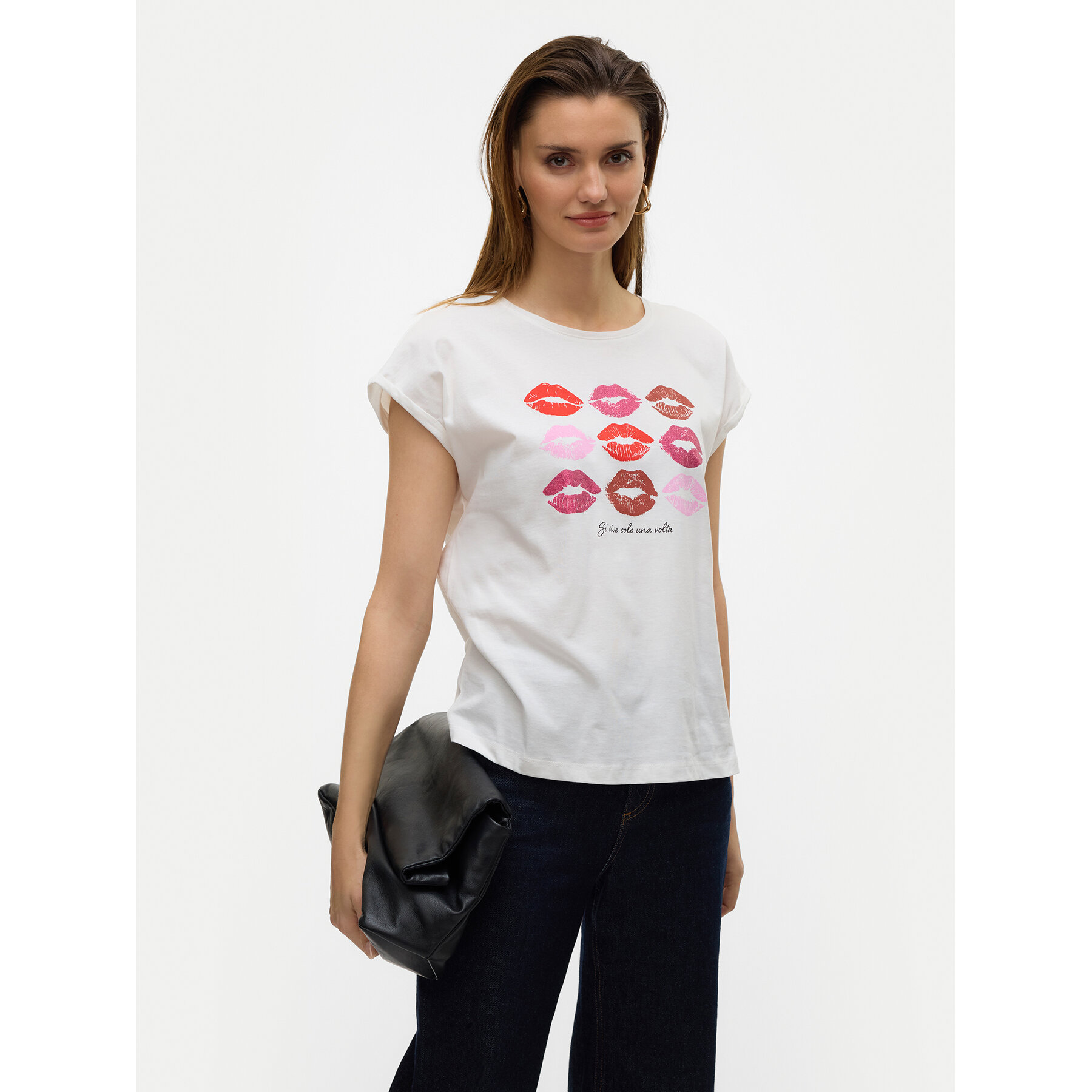 Vero Moda T-Shirt Cysma 10328272 Biały Regular Fit
