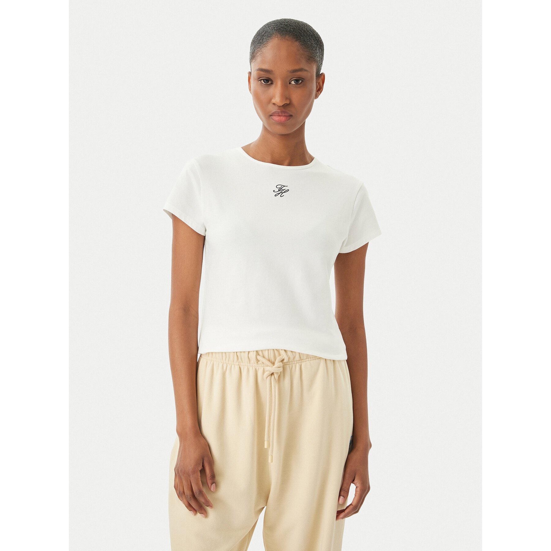 Tommy Hilfiger T-Shirt WW0WW48710 Kremowy Slim Fit