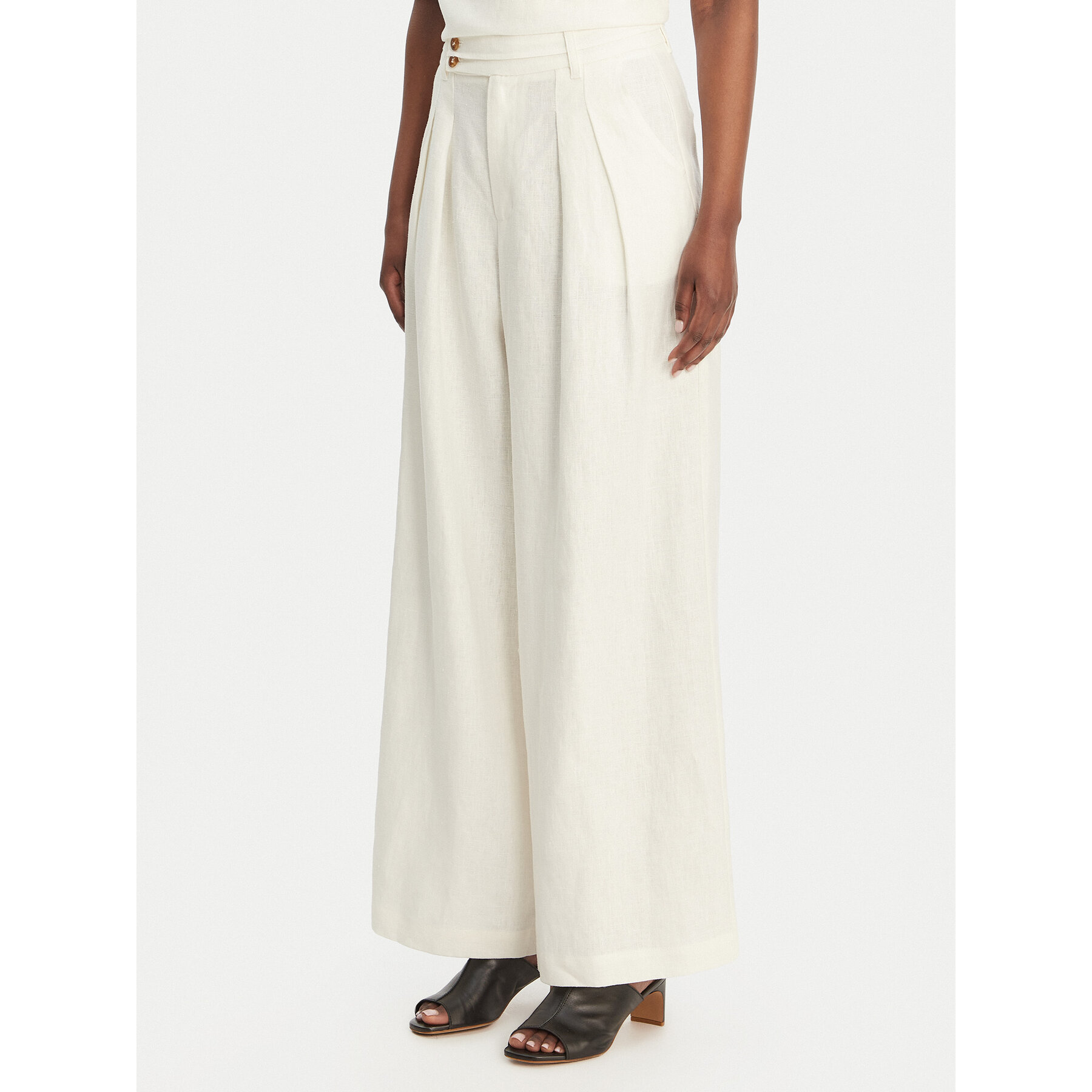 Eleh Spodnie palazzo SS260318 Biały Wide Leg