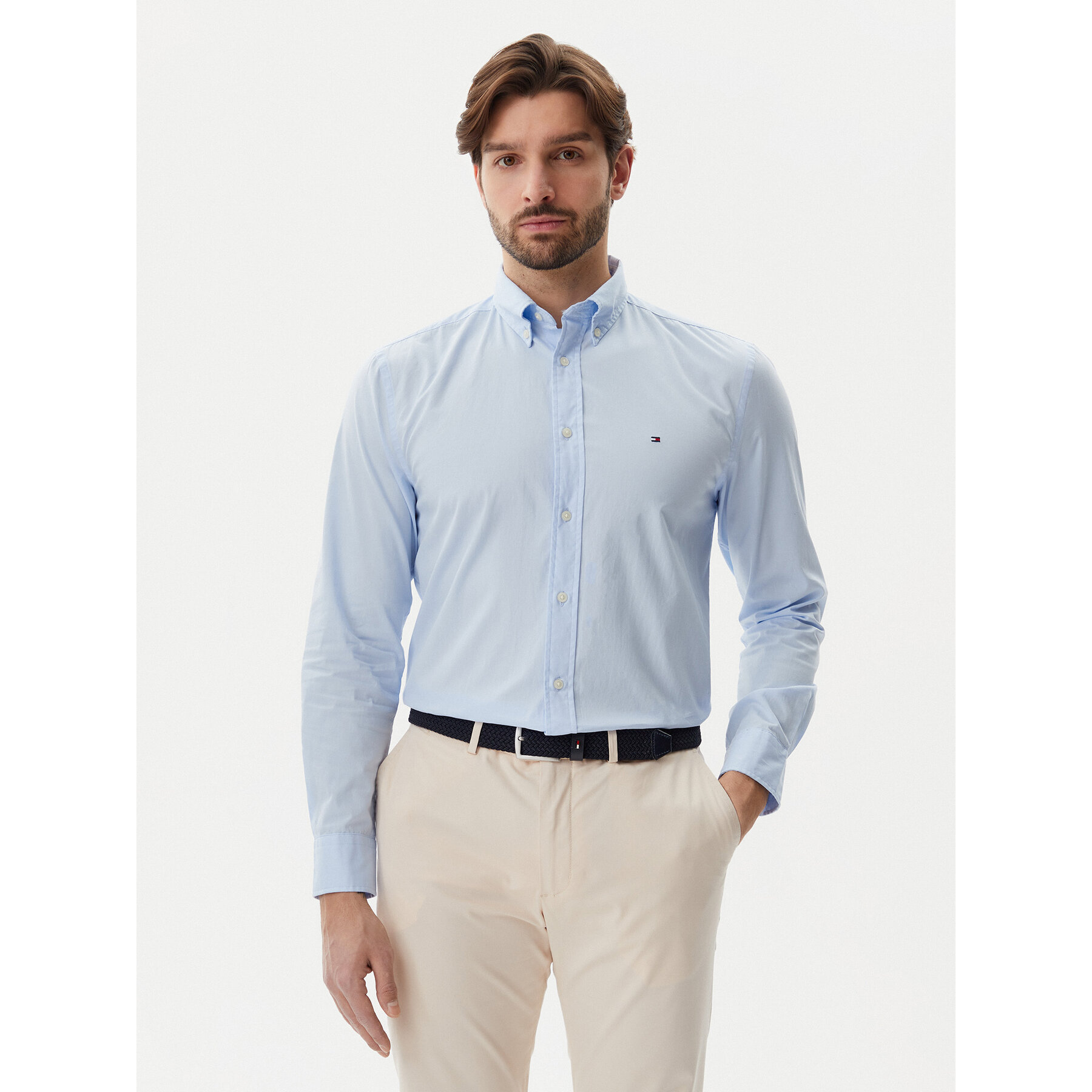 Tommy Hilfiger Koszula Core Flex MW0MW39988 Błękitny Regular Fit