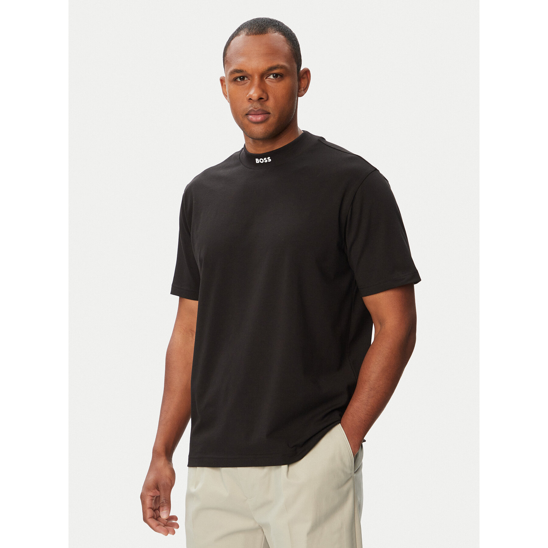BOSS T-Shirt Tee Collar 50562120 Czarny Relaxed Fit