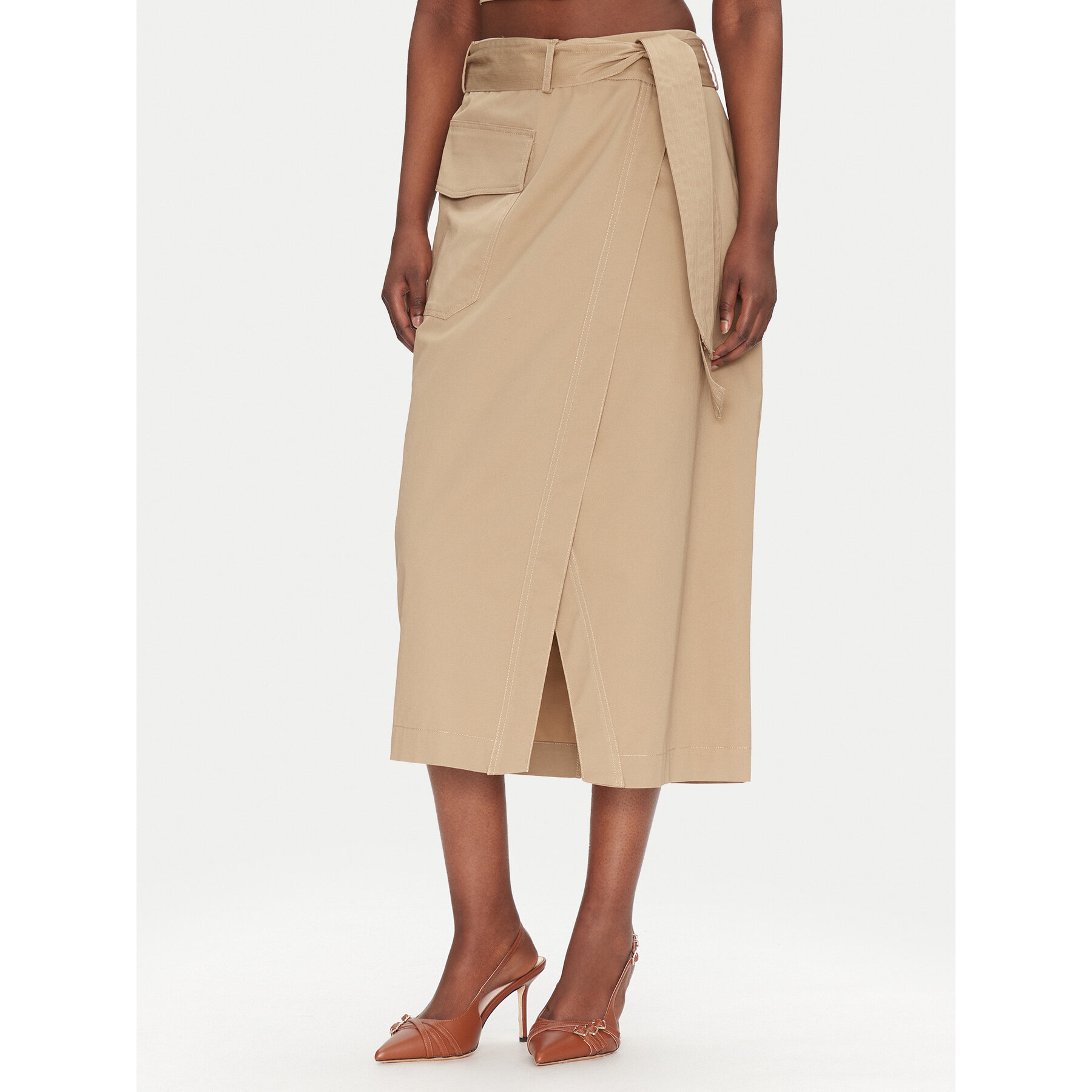 ACCESS FASHION Spódnica midi 53-6037-502 Beżowy Regular Fit