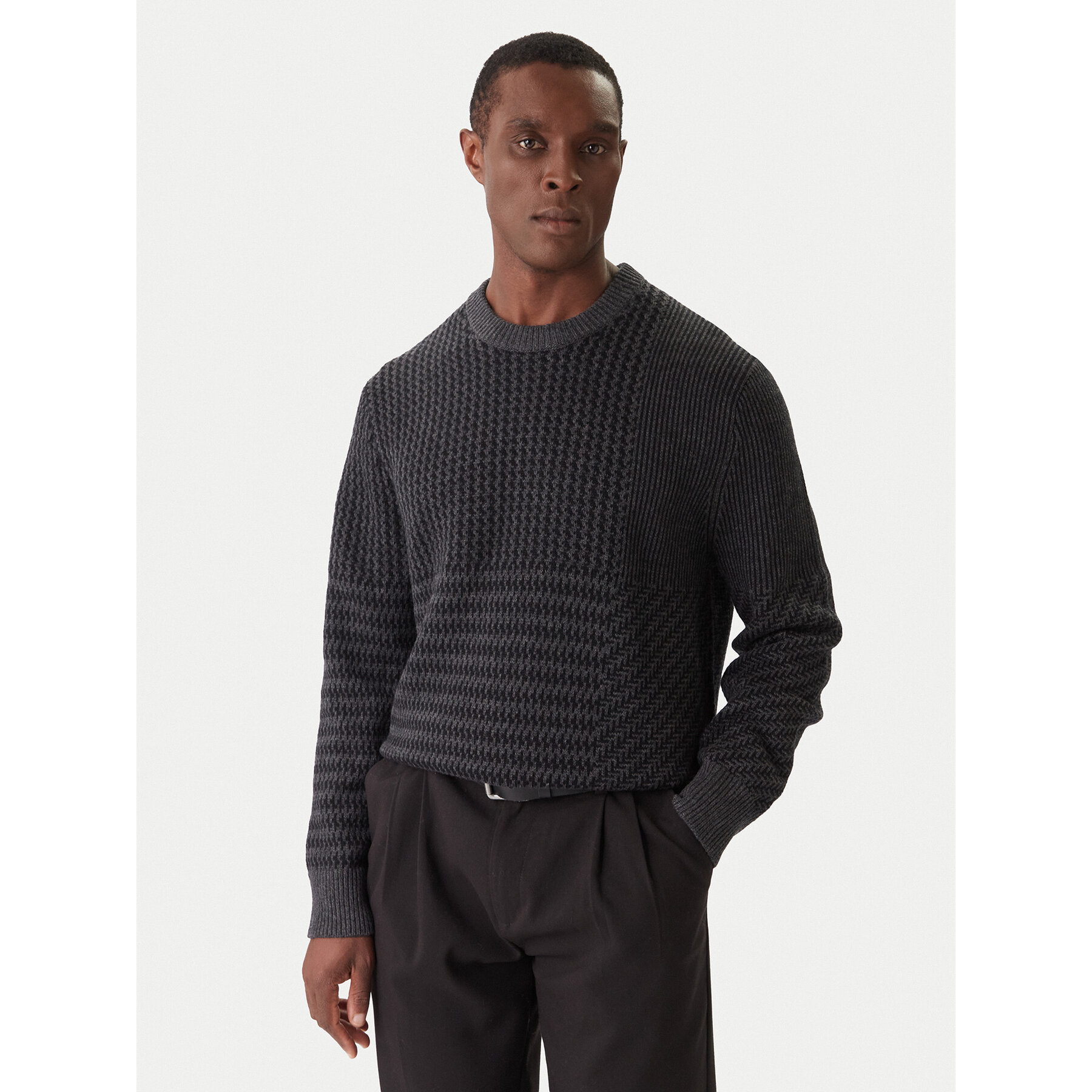 Calvin Klein Sweter LV04LD306G Szary Regular Fit