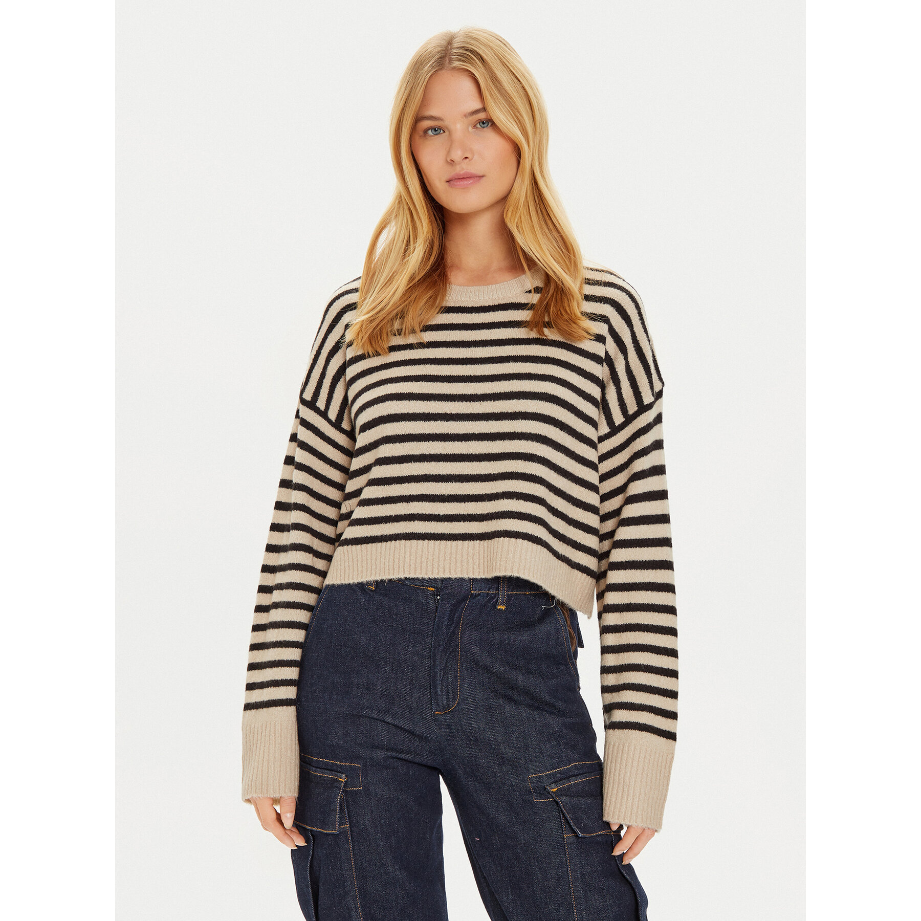 Brave Soul Sweter LK-230SEATON Beżowy Regular Fit