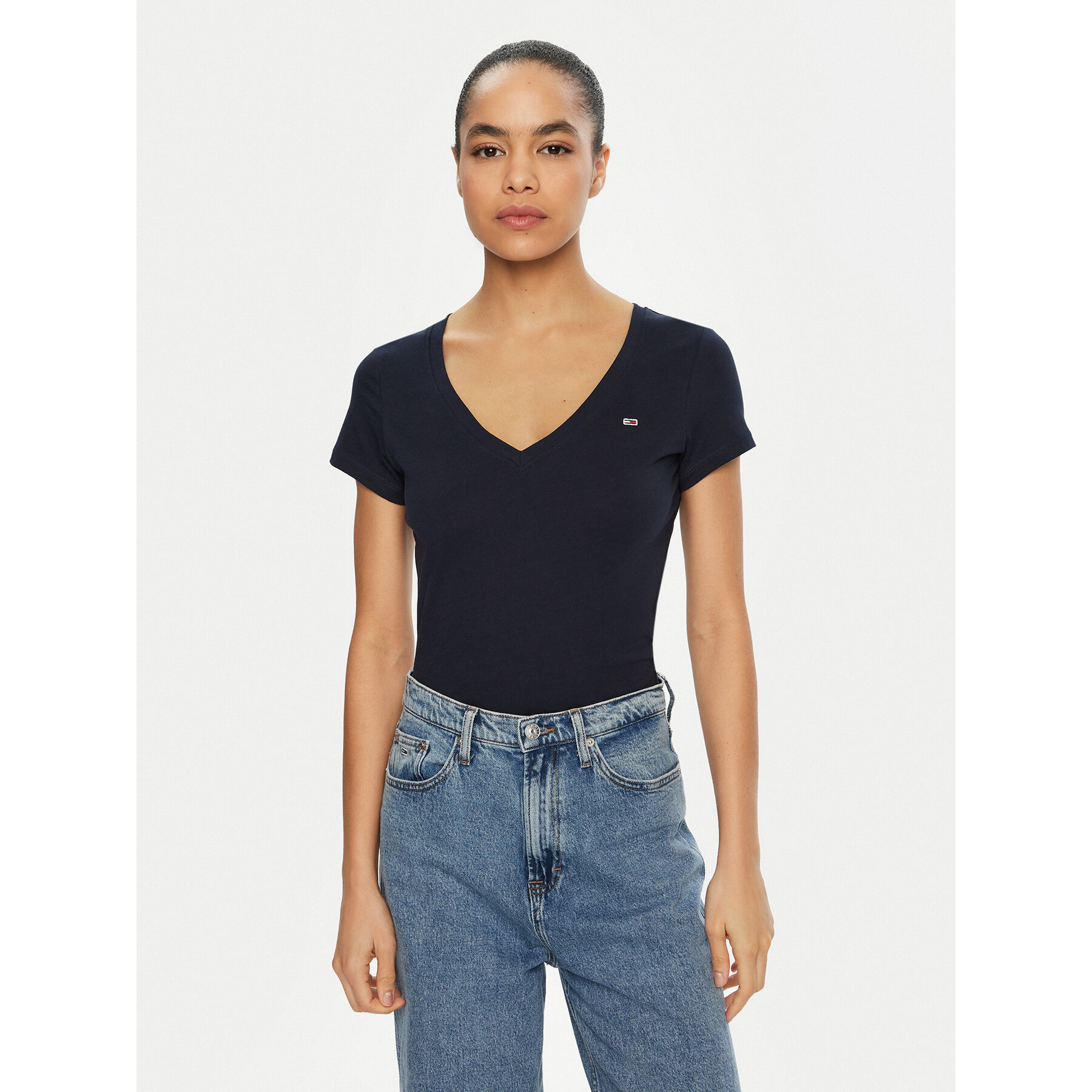 Tommy Jeans T-Shirt DW0DW20458 Granatowy Slim Fit