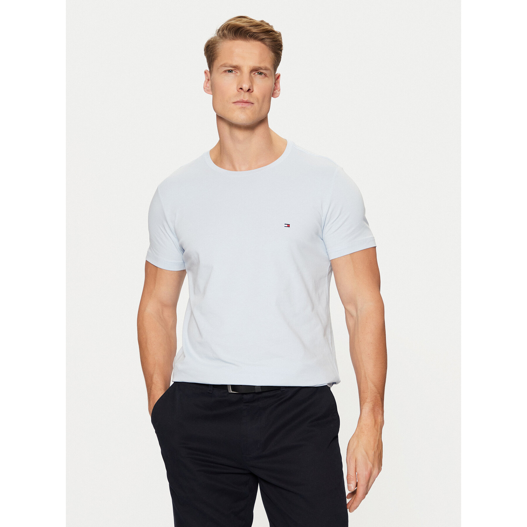 Tommy Hilfiger T-Shirt MW0MW10800 Błękitny Slim Fit