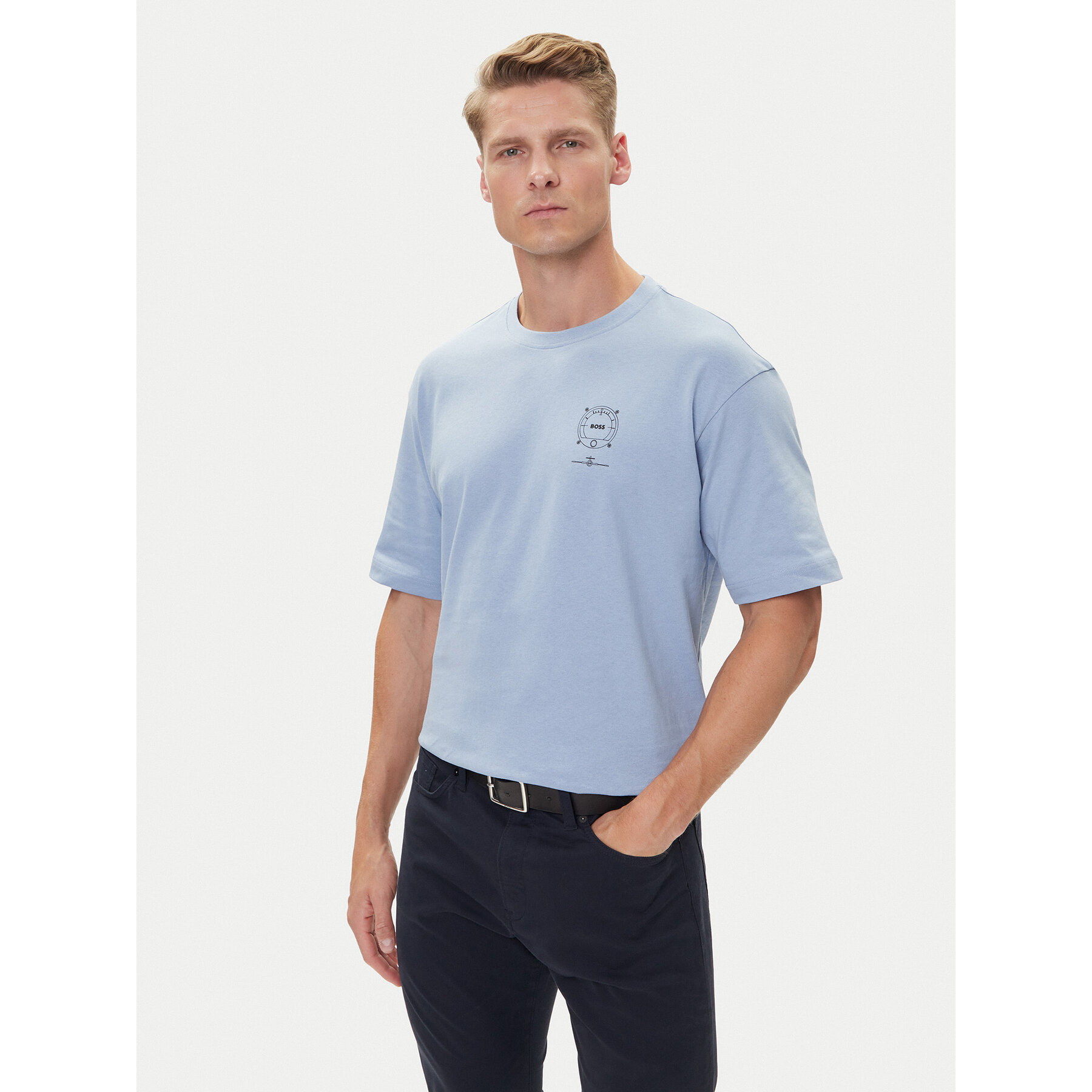 BOSS T-Shirt Te_Voyage 50546370 Niebieski Relaxed Fit