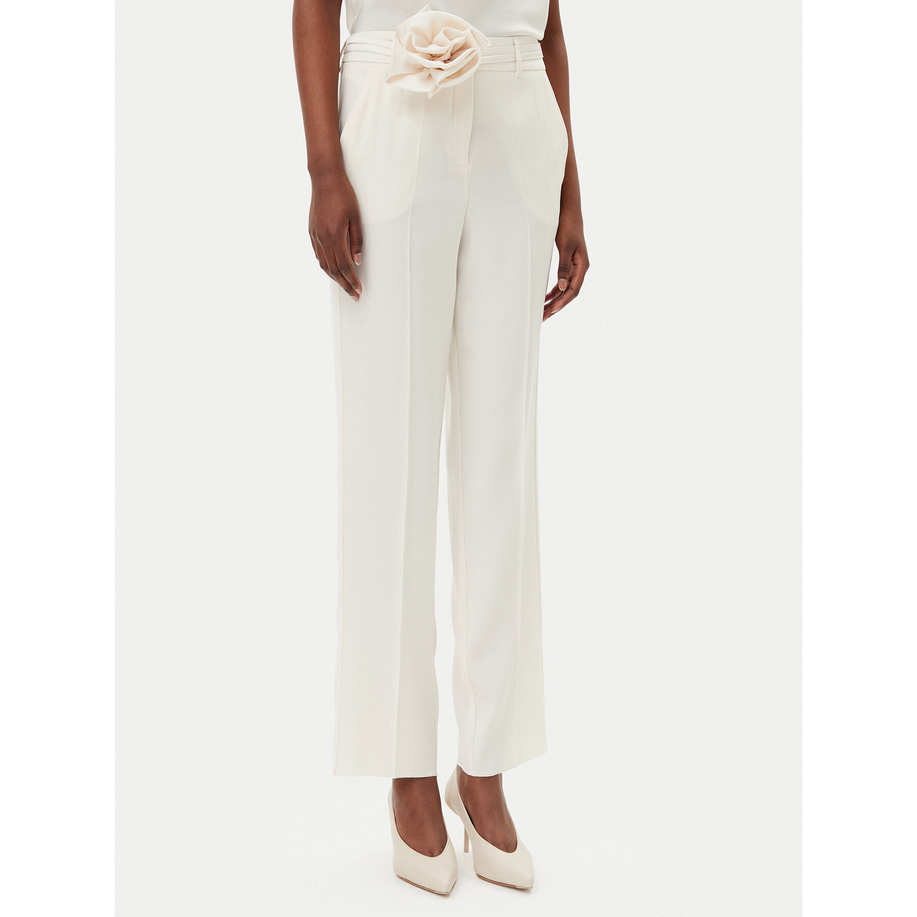 Marella Spodnie materiałowe Lello 2513131152200 Biały Regular Fit