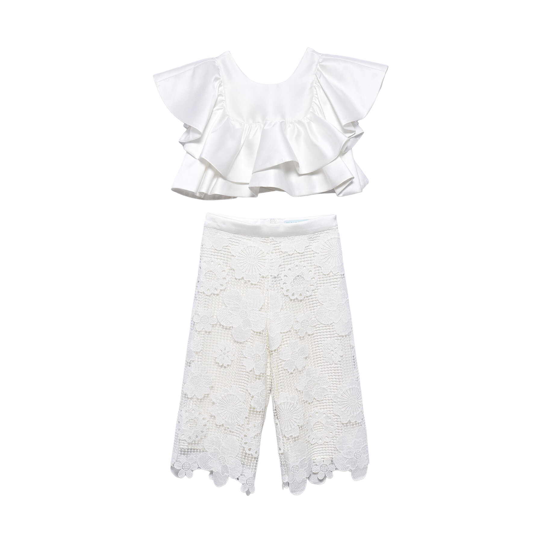 Abel & Lula Komplet bluzka i spodnie 5212 Biały Regular Fit