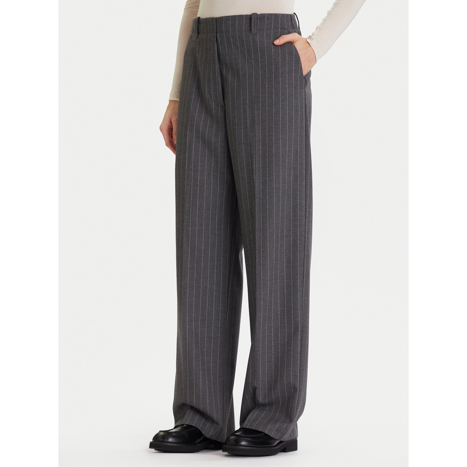 Tommy Hilfiger Spodnie materiałowe WW0WW47550 Szary Wide Leg