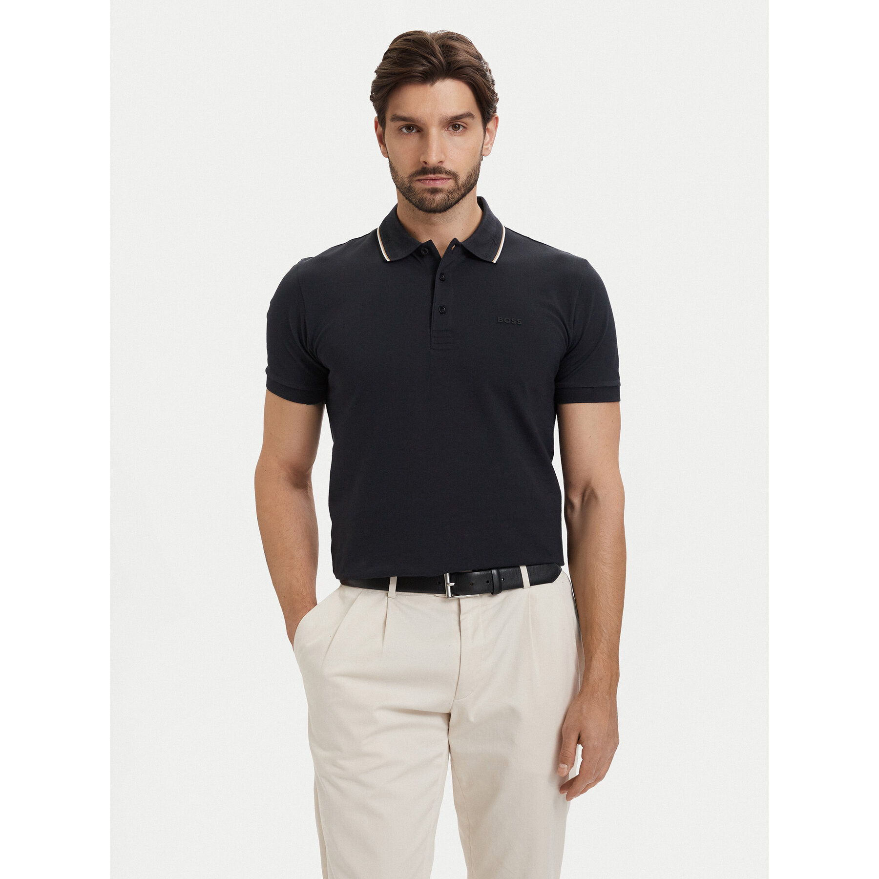 BOSS Polo Pl Goc Birdie Paule 50559365 Granatowy Slim Fit