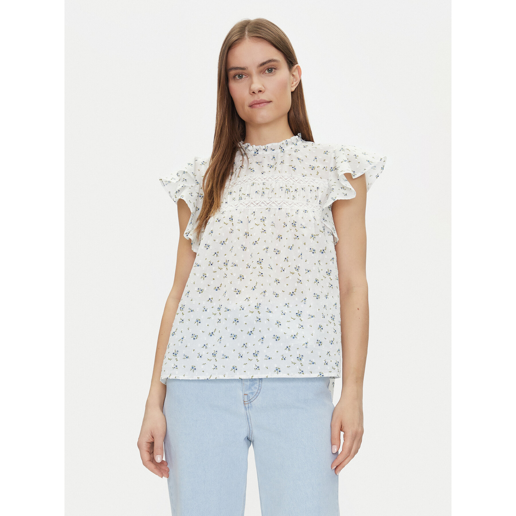 Vero Moda Bluzka Trine 10301205 Biały Standard Fit