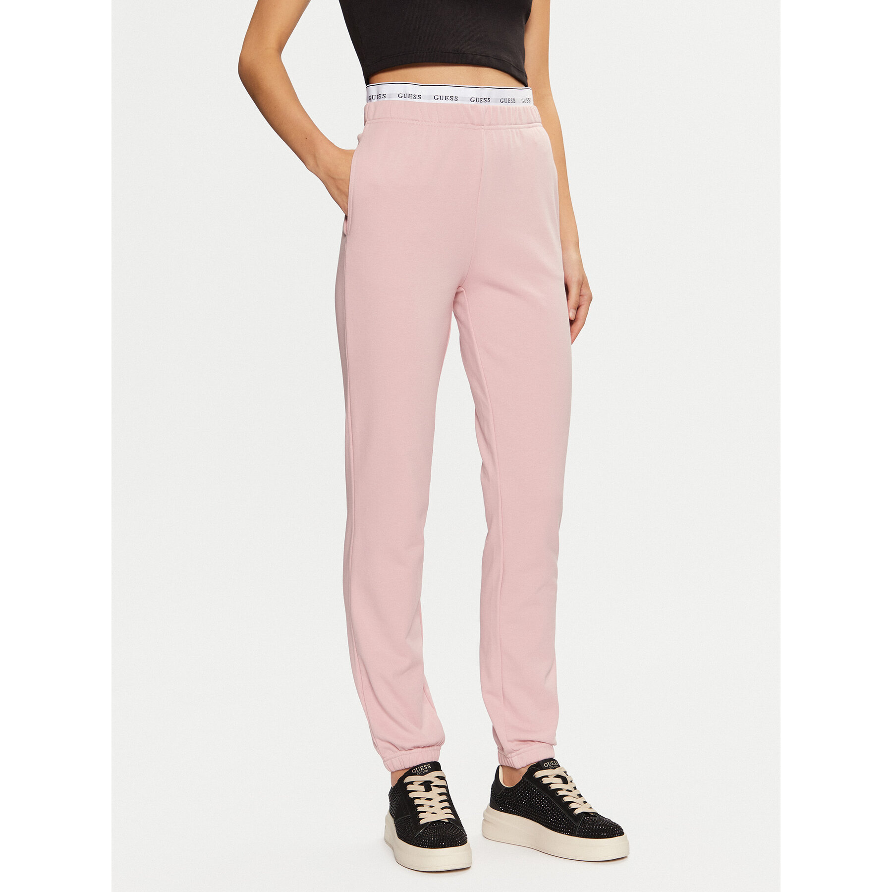 Guess Spodnie dresowe O5RB01 KCO31 Różowy Regular Fit