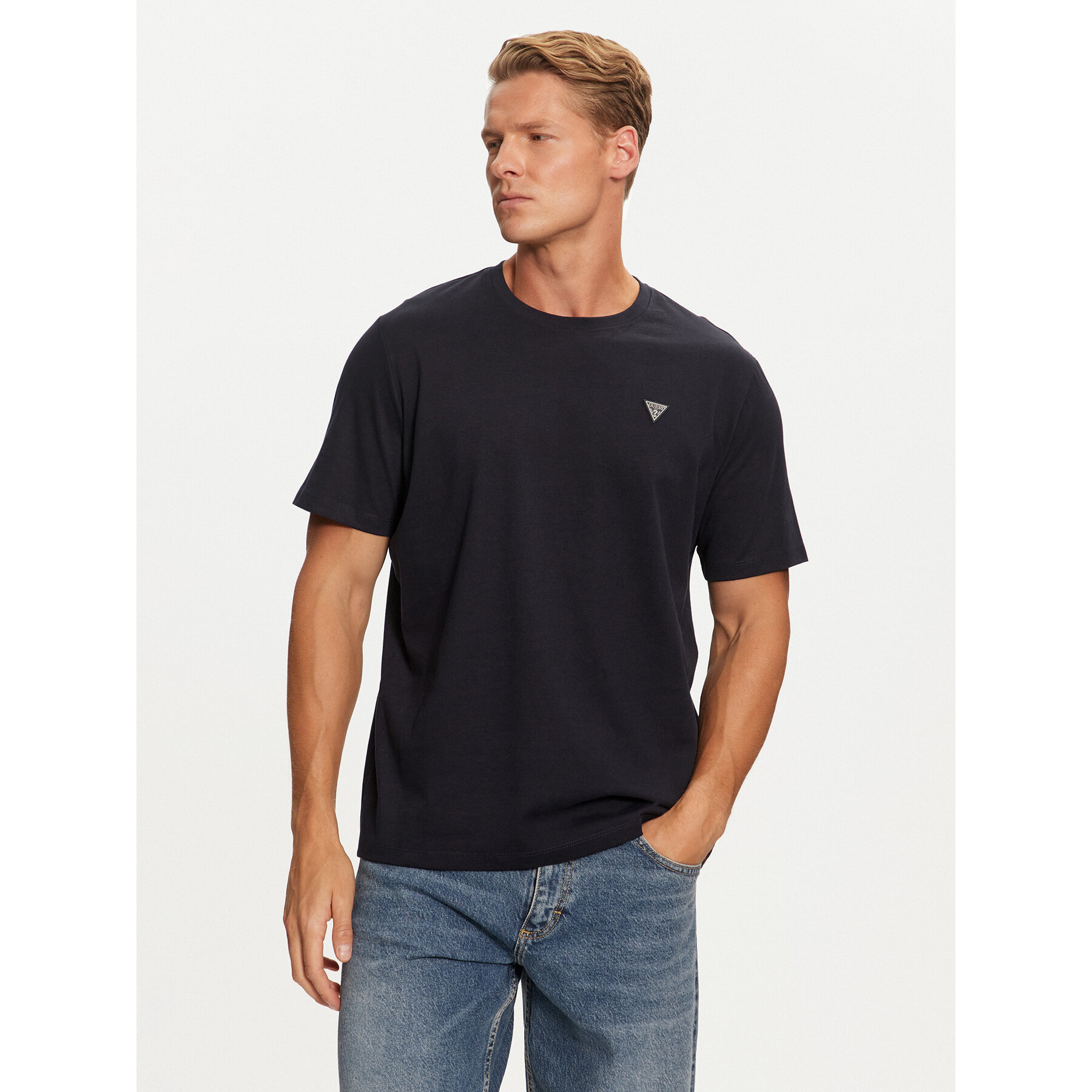 Guess T-Shirt M4YI0A KCCM1 Granatowy Regular Fit