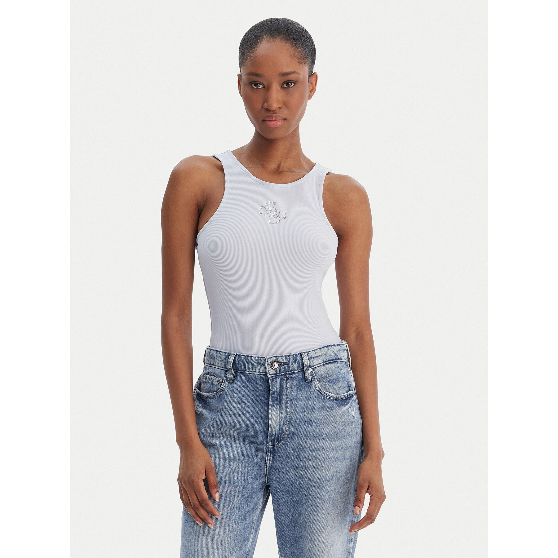 Guess Top W6RP39 KD092 Błękitny Regular Fit