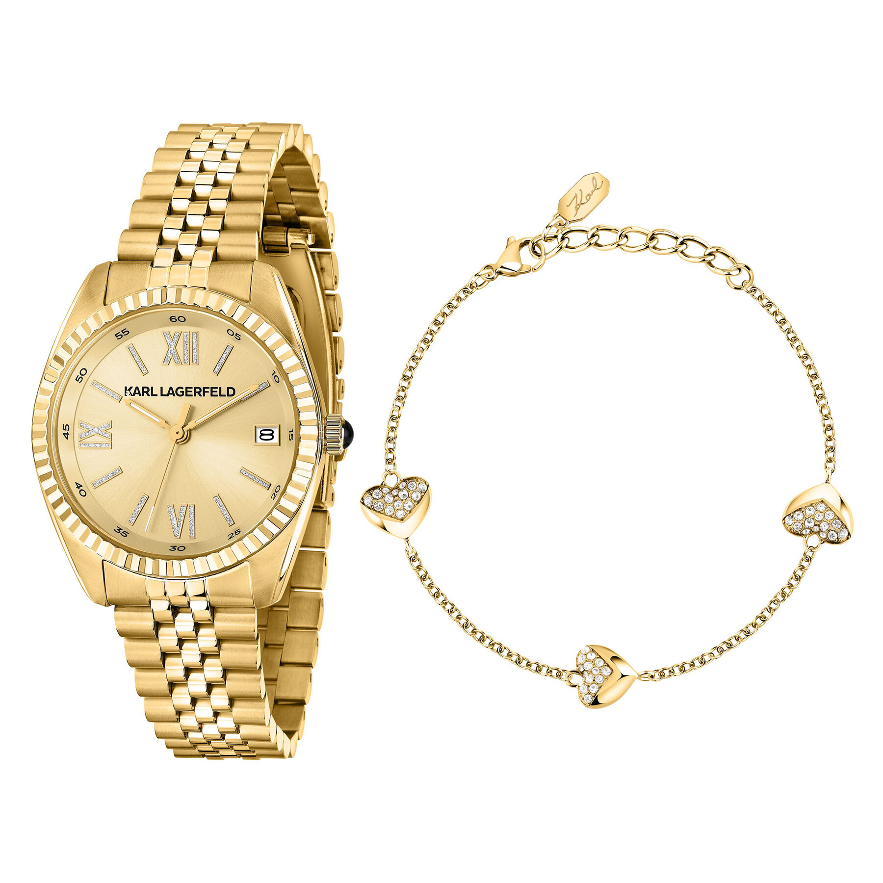 KARL LAGERFELD Zestaw zegarek i bransoletka R0553108501 Złoty