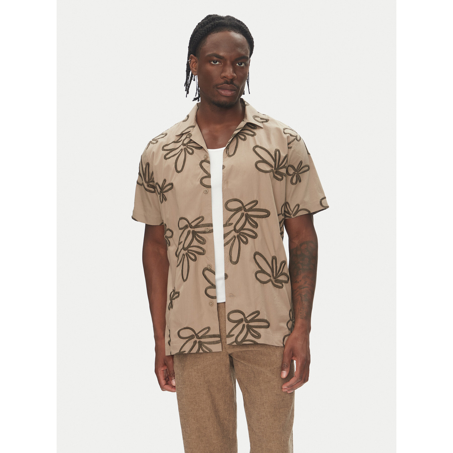 Lindbergh Koszula 30-203705 Beżowy Regular Fit