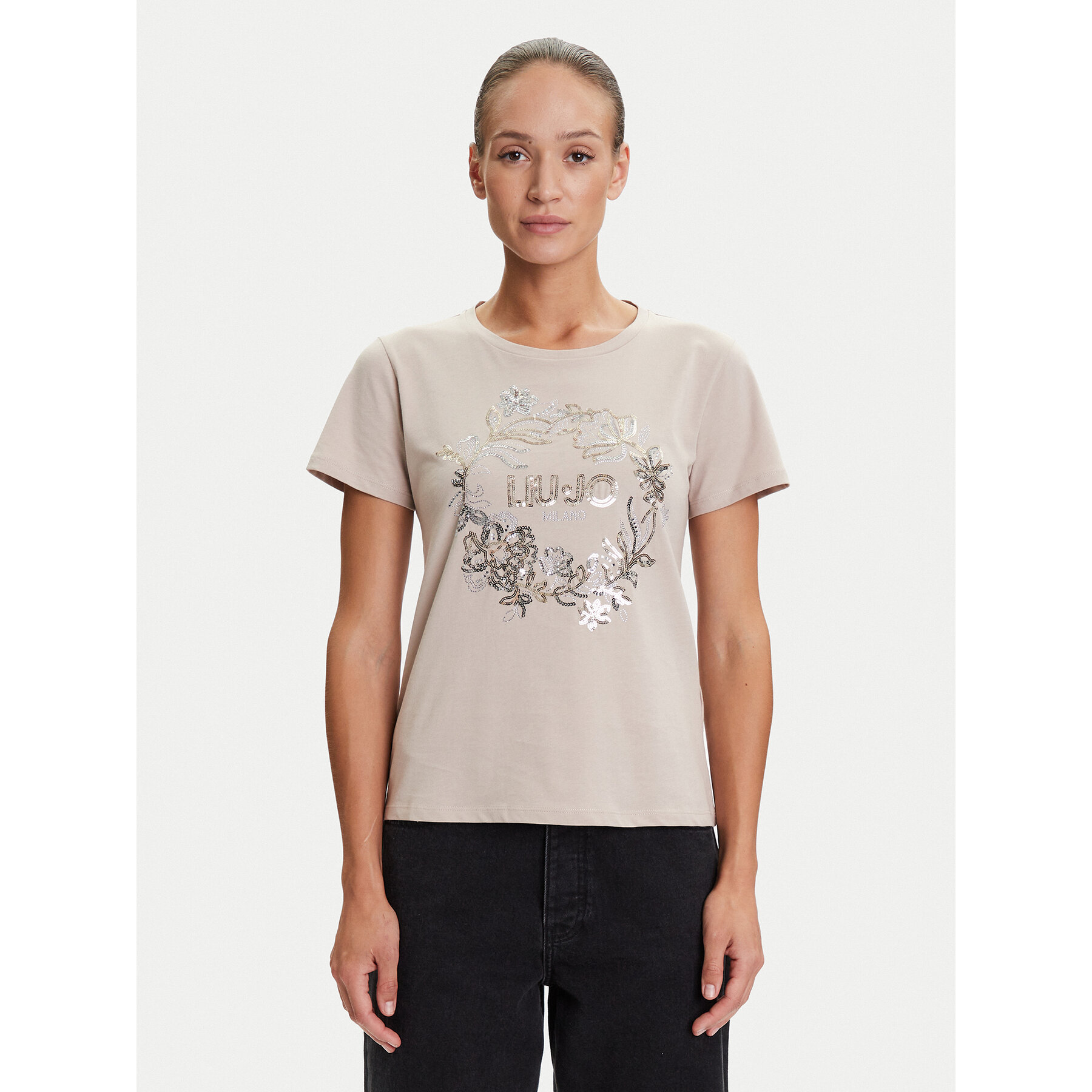 Liu Jo Sport T-Shirt TF5162 JS923 Beżowy Regular Fit