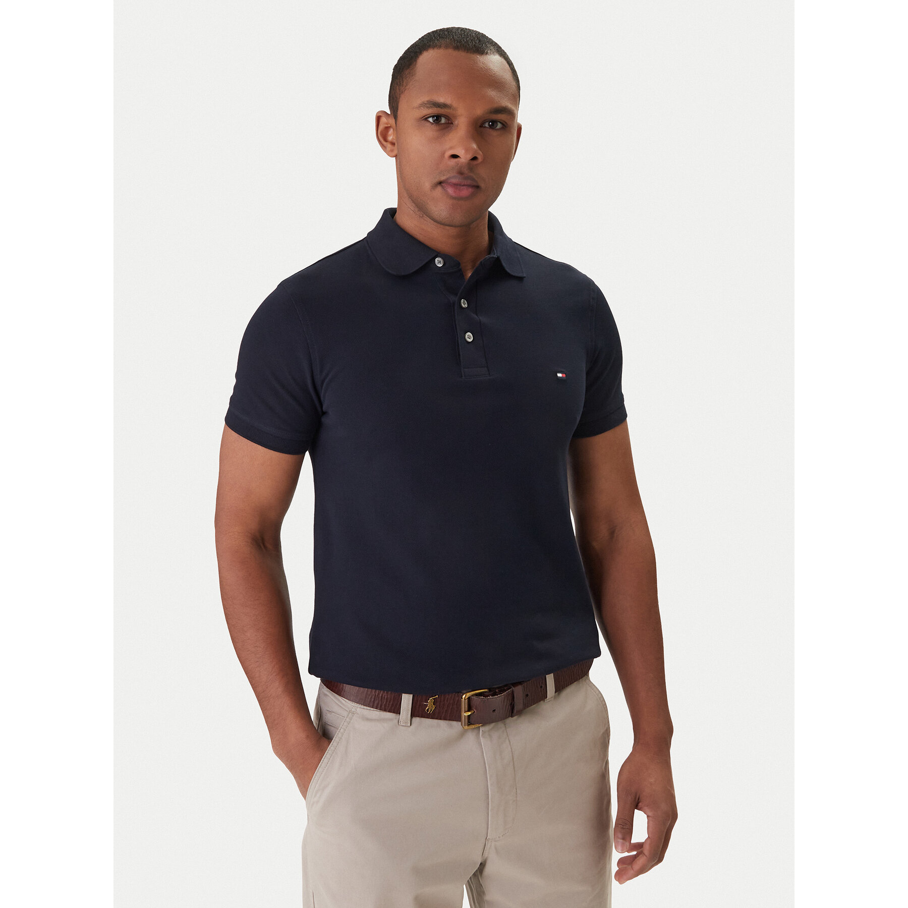 Tommy Hilfiger Polo 1985 MW0MW17771 Granatowy Slim Fit