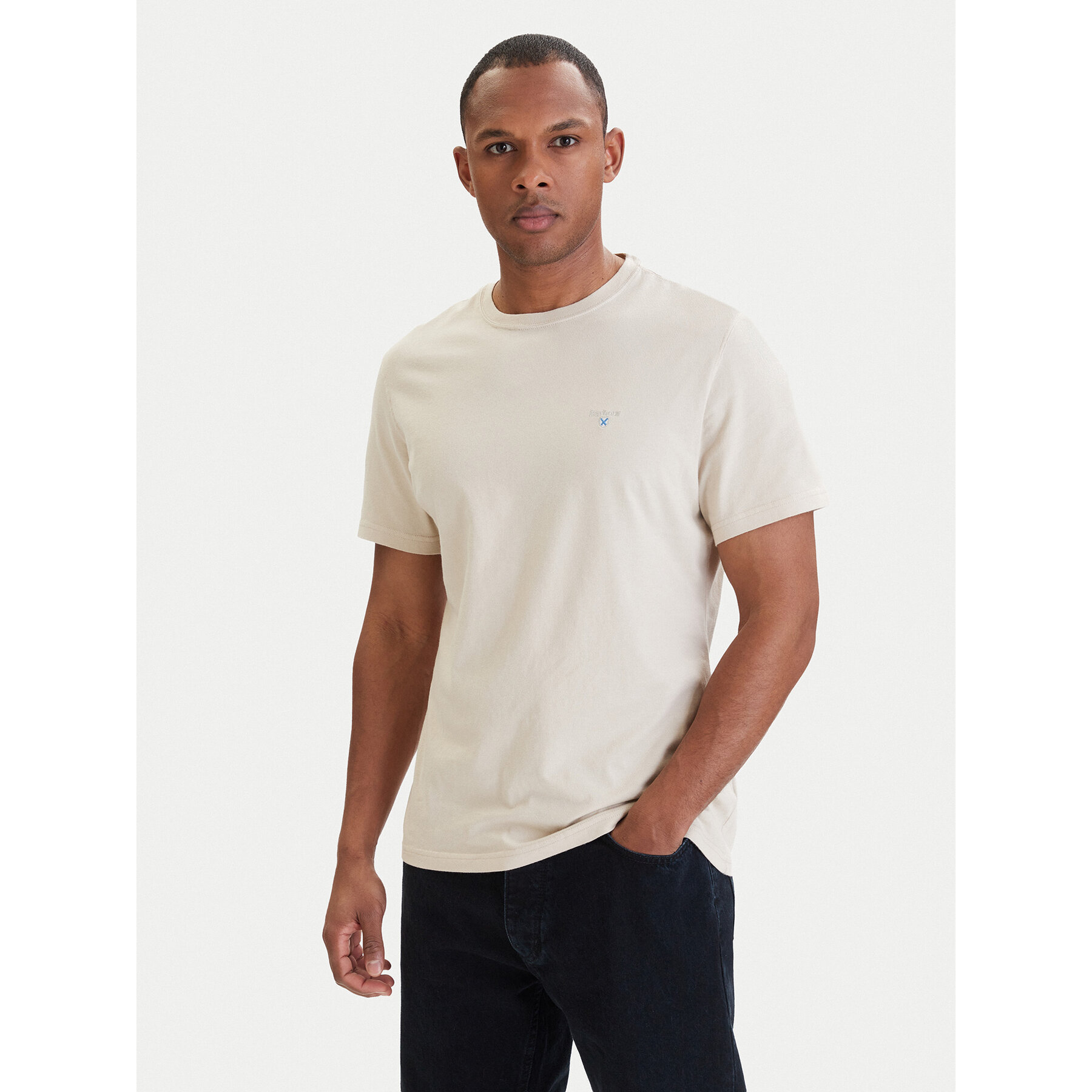 Barbour T-Shirt Tartan MTS0670BE12 Beżowy jasny Tailored Fit