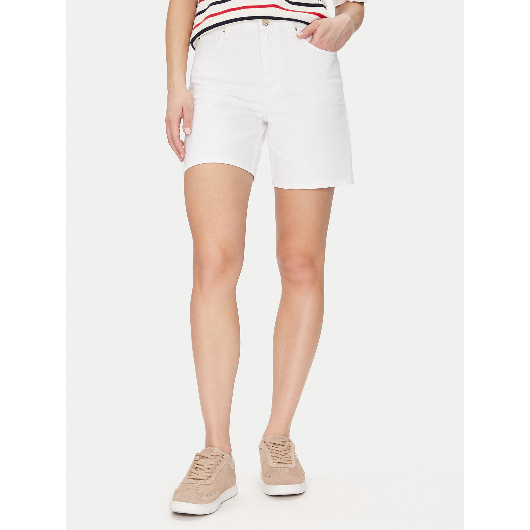 Tommy Hilfiger Szorty jeansowe Dnm Straight Short Rw White WW0WW45924 Biały Regular Fit