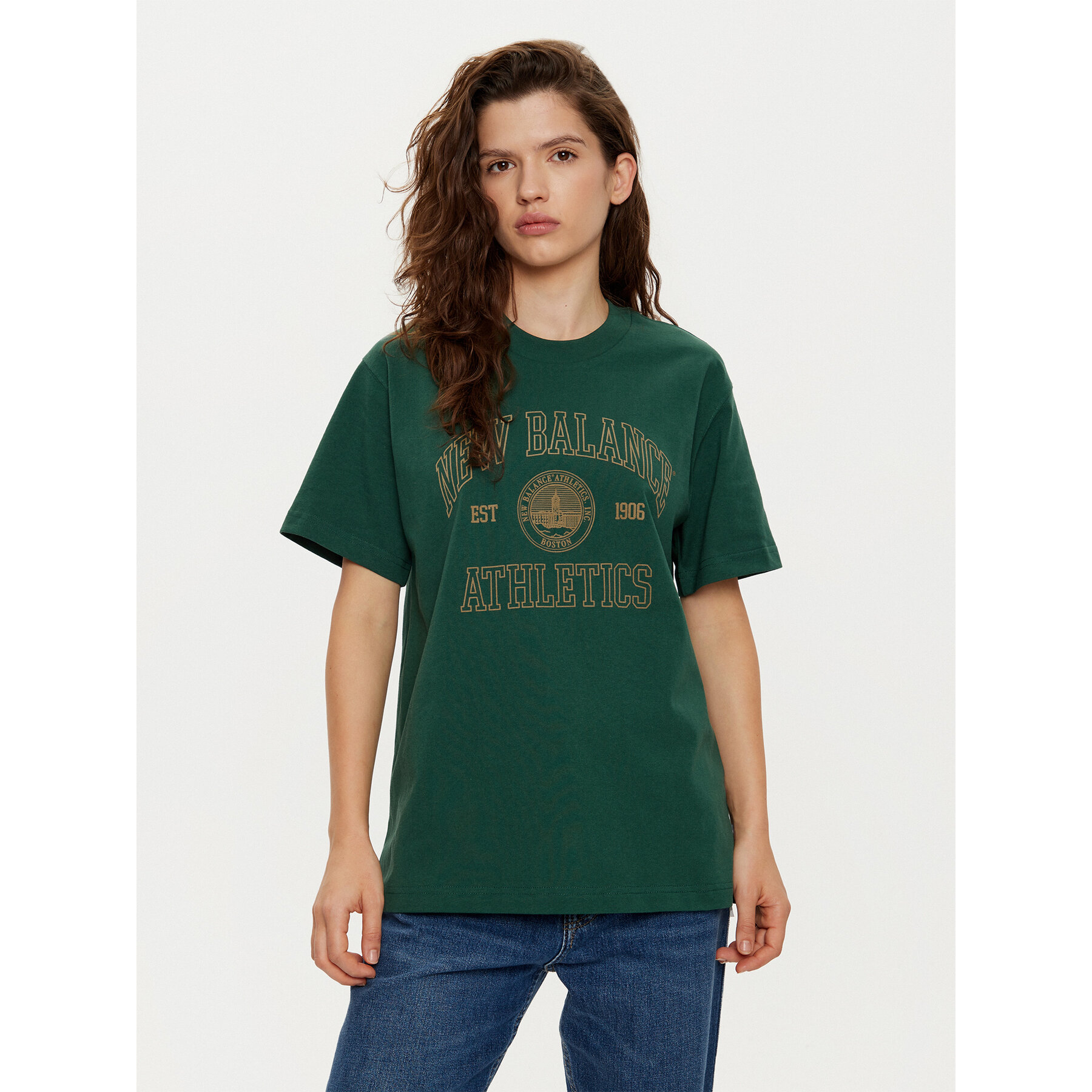 New Balance T-Shirt WT43548 Zielony Oversize