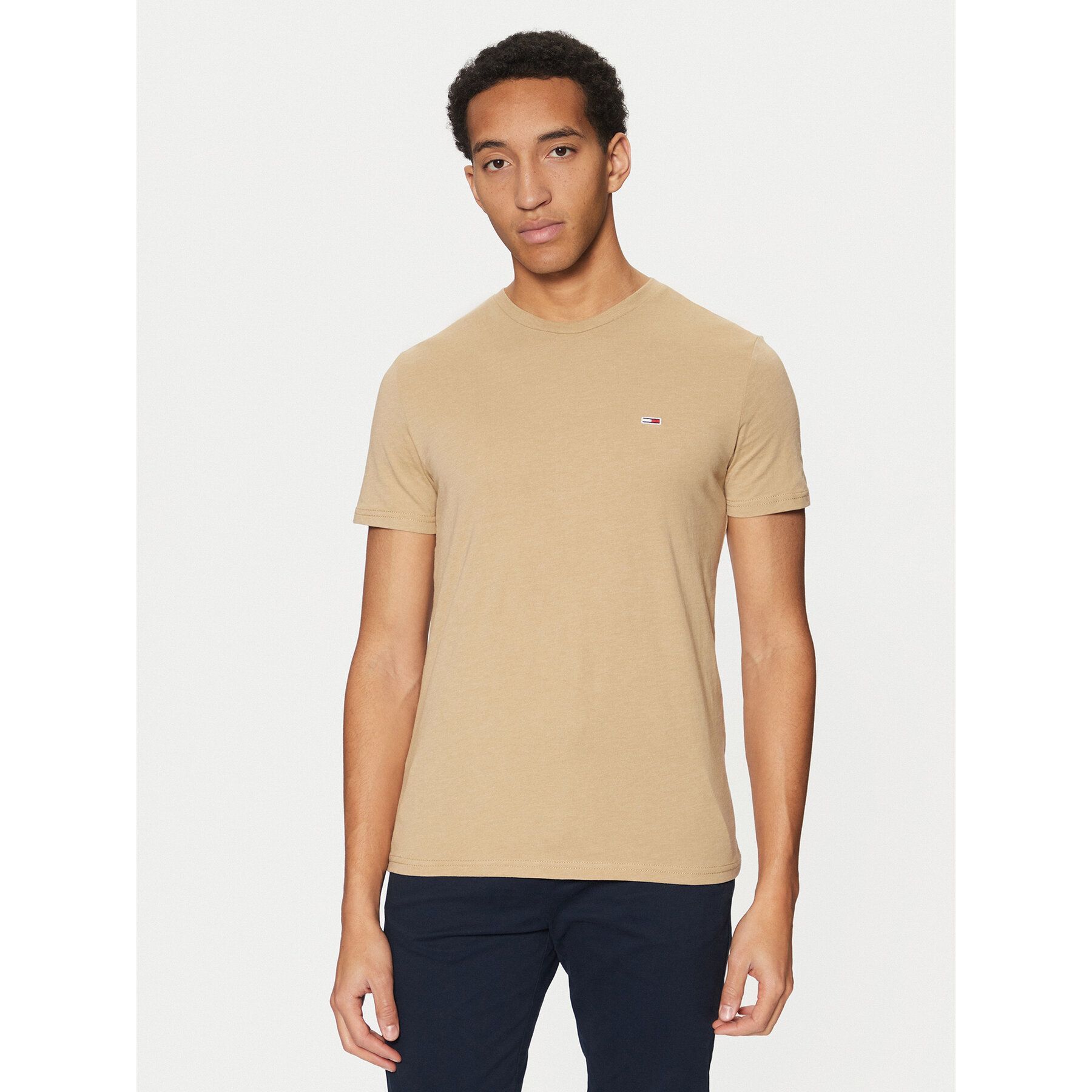 Tommy Jeans T-Shirt Jaspe DM0DM20363 Beżowy Slim Fit