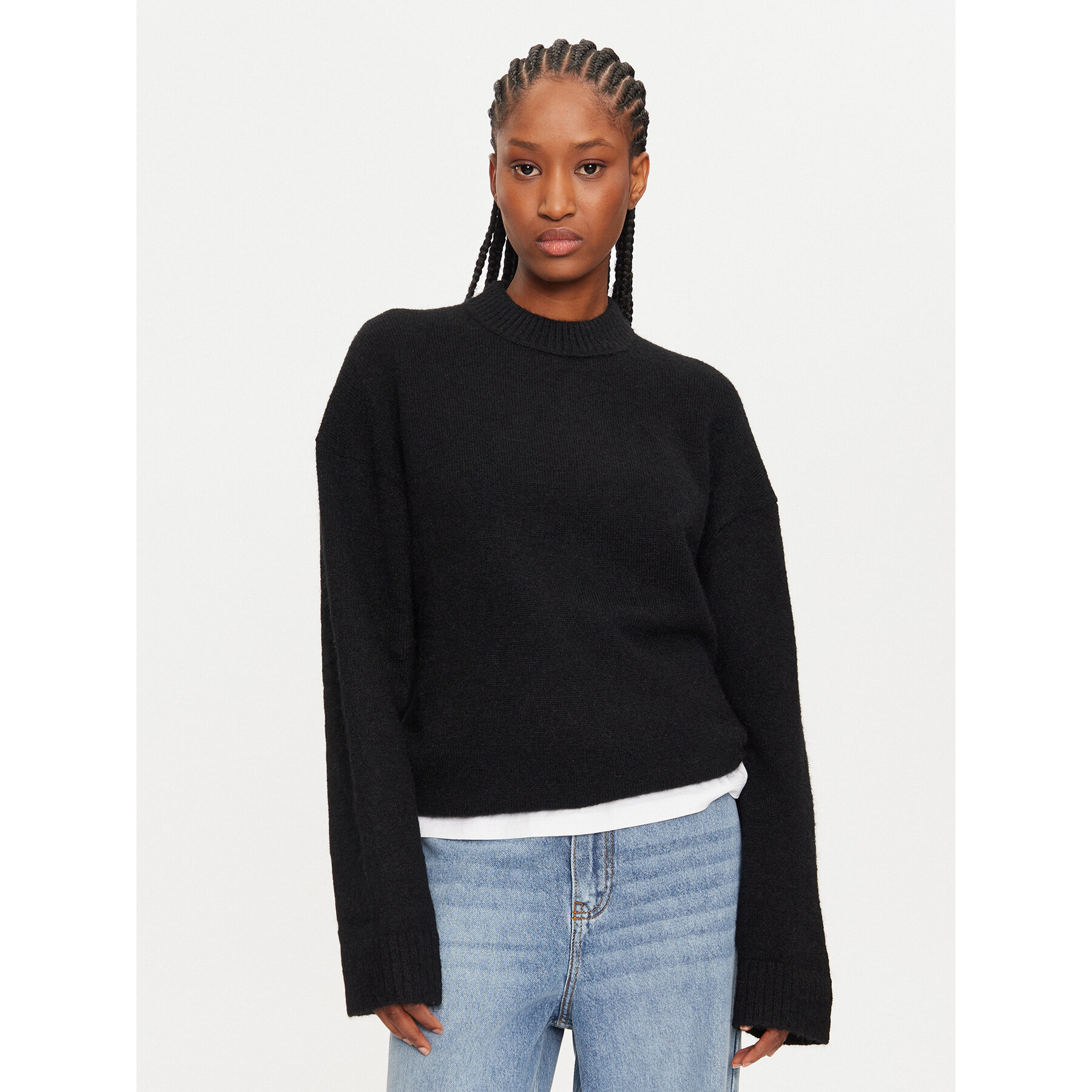Calvin Klein Sweter Textured Loose Sweater J20J224636 Czarny Regular Fit