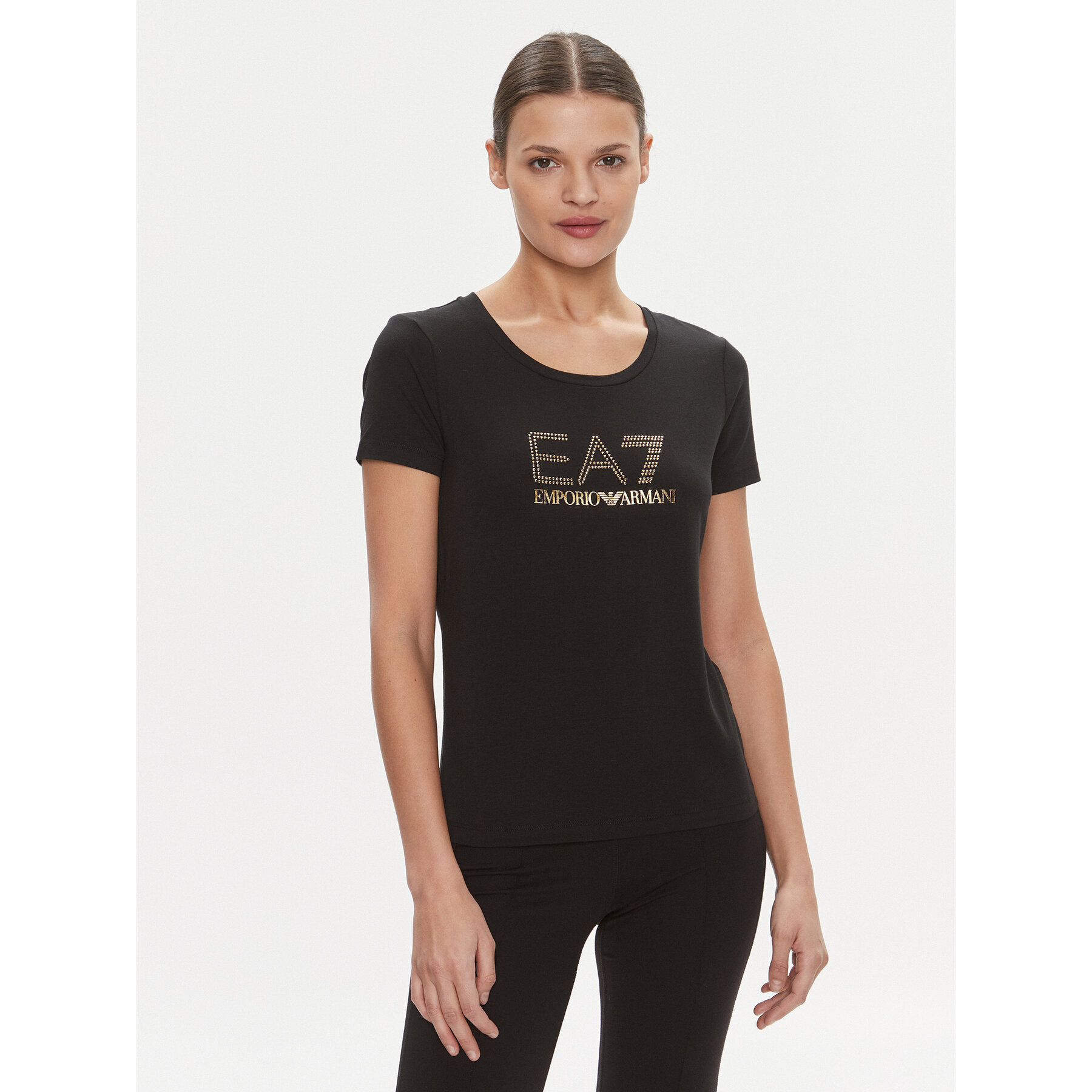EA7 Emporio Armani T-Shirt 8NTT67 TJDQZ 1200 Czarny Skinny Fit