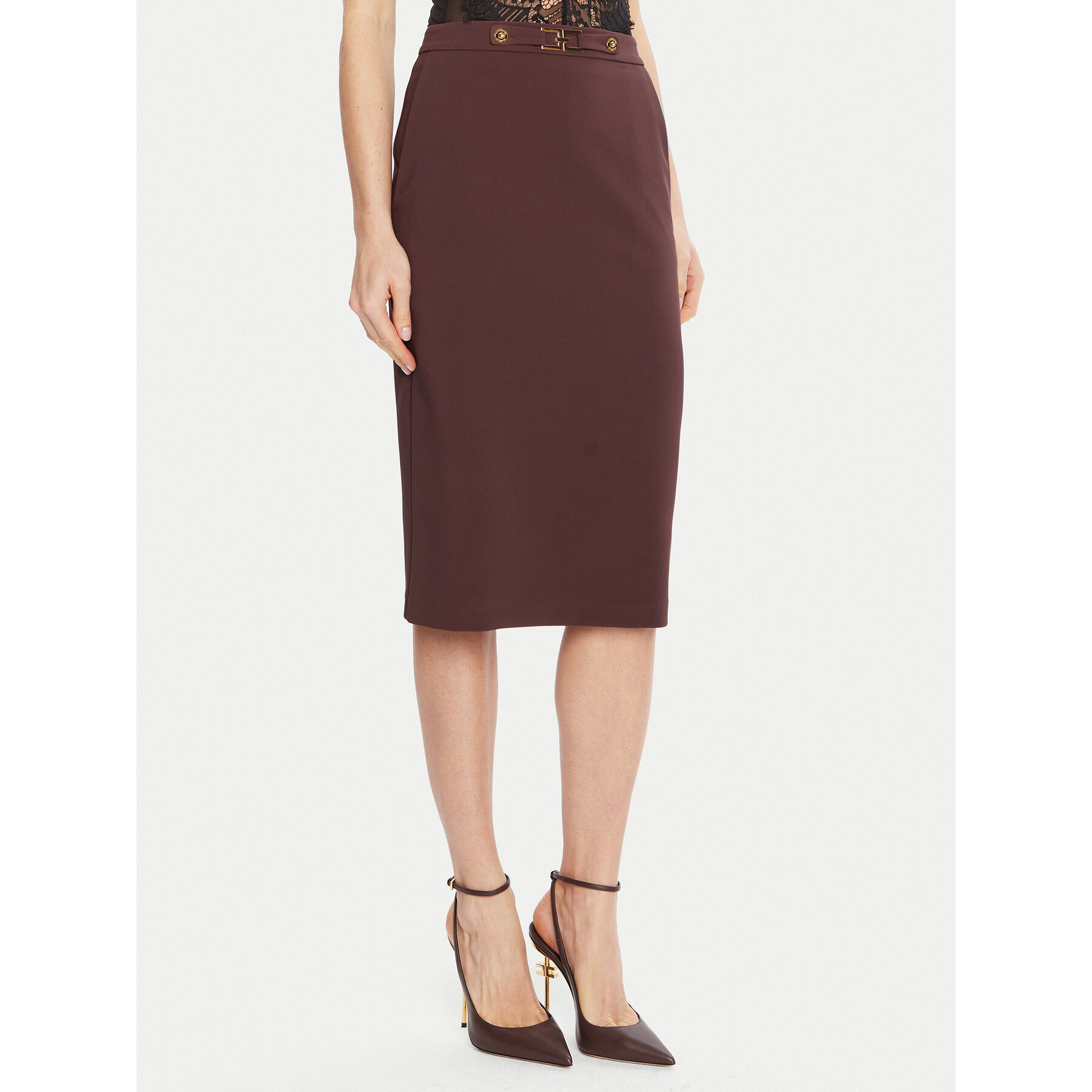 Elisabetta Franchi Spódnica ołówkowa GO-137-56E2-V320 Bordowy Regular Fit