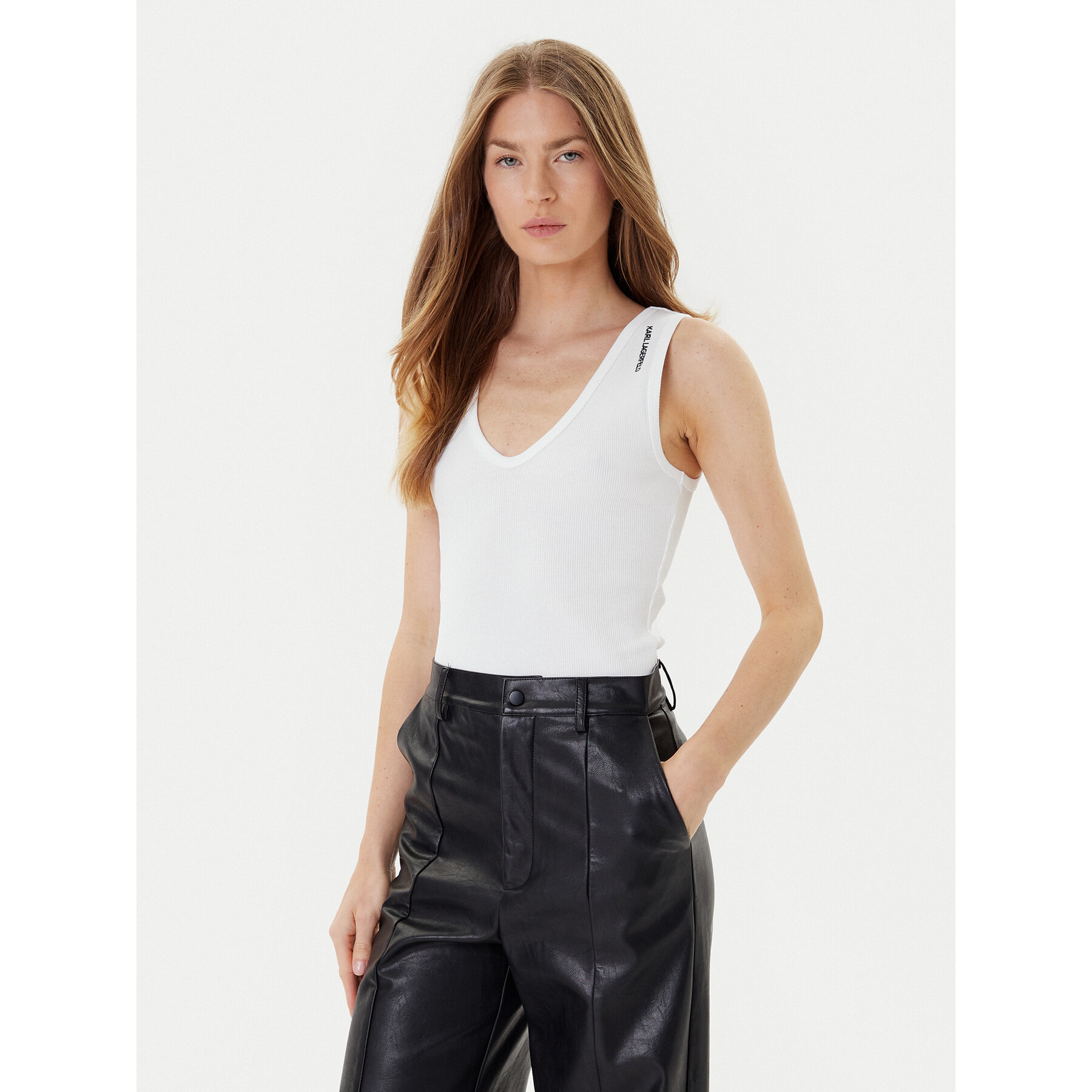 KARL LAGERFELD Top A3W17005 Biały Slim Fit