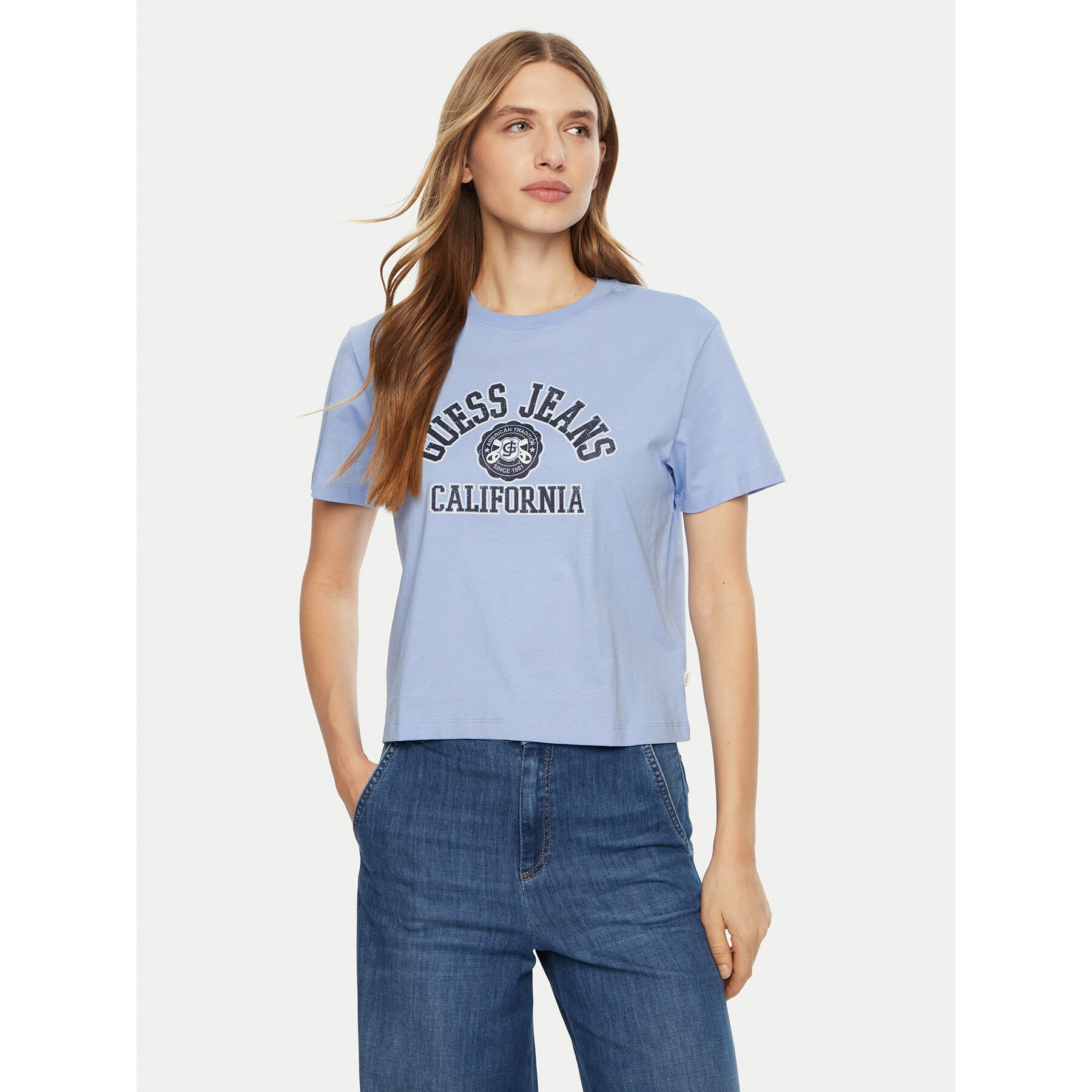 Guess Jeans T-Shirt W5RI43 K8HM0 Niebieski Regular Fit
