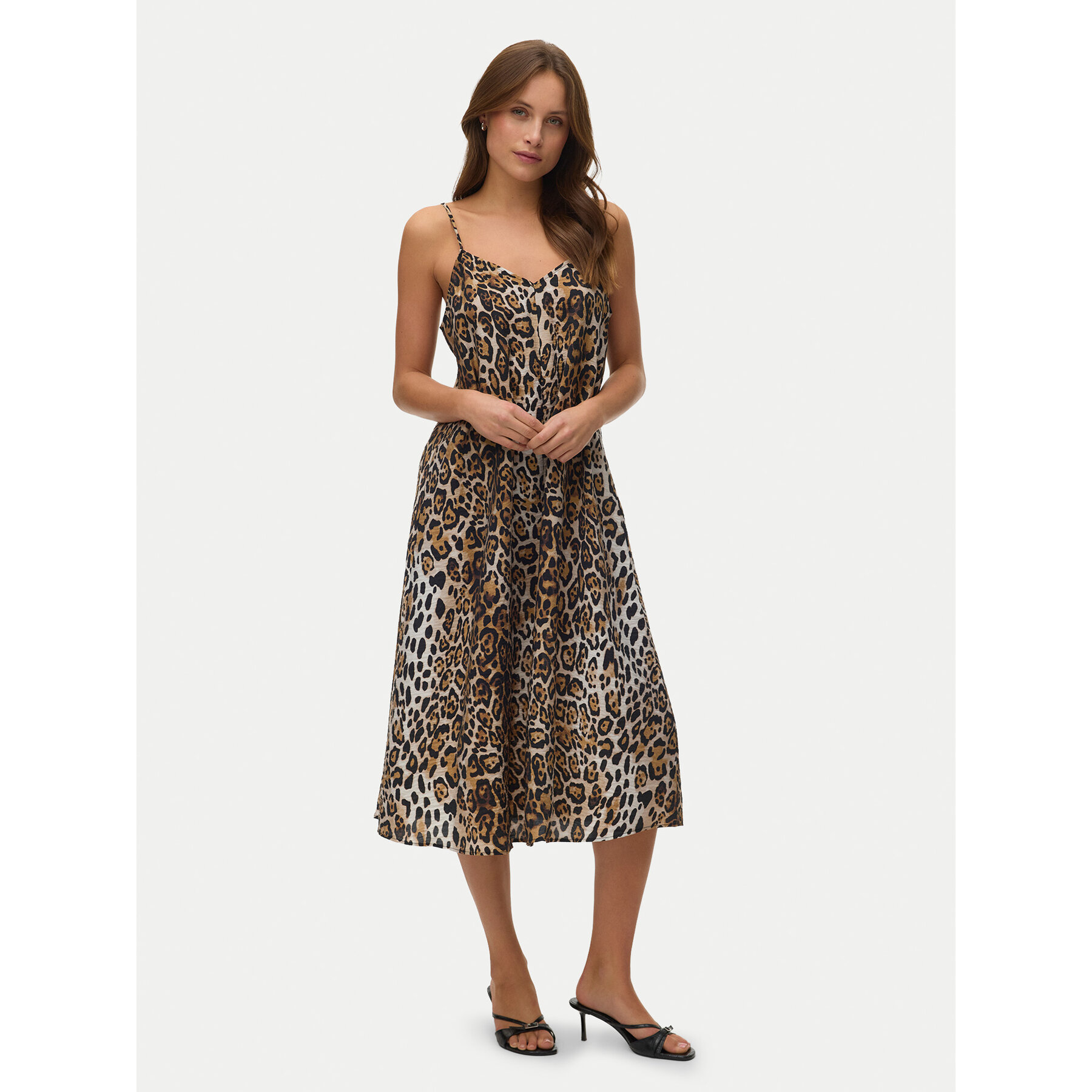 Vero Moda Sukienka letnia Josie 10303398 Brązowy Regular Fit