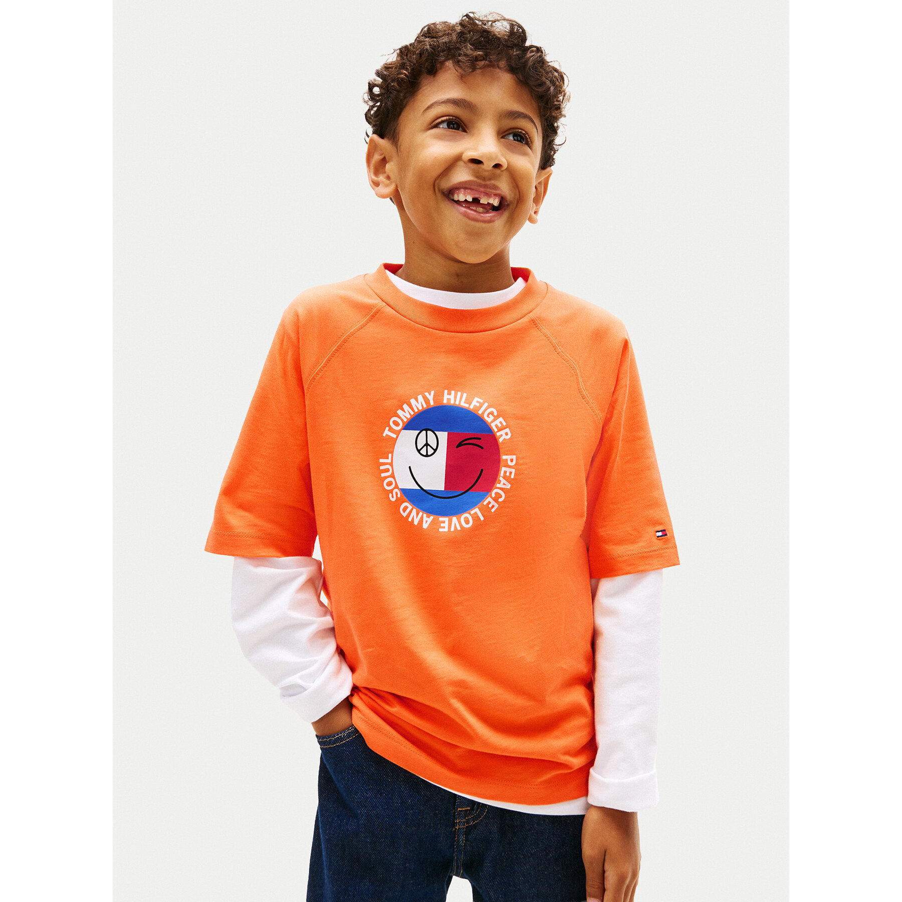Tommy Hilfiger T-Shirt Smiley Flag KB0KB10269 Pomarańczowy Regular Fit