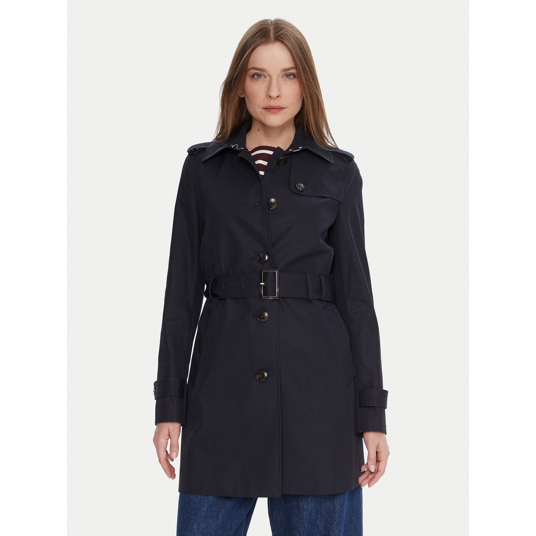 Tommy Hilfiger Trencz Heritage Single WW0WW24966 Granatowy Regular Fit