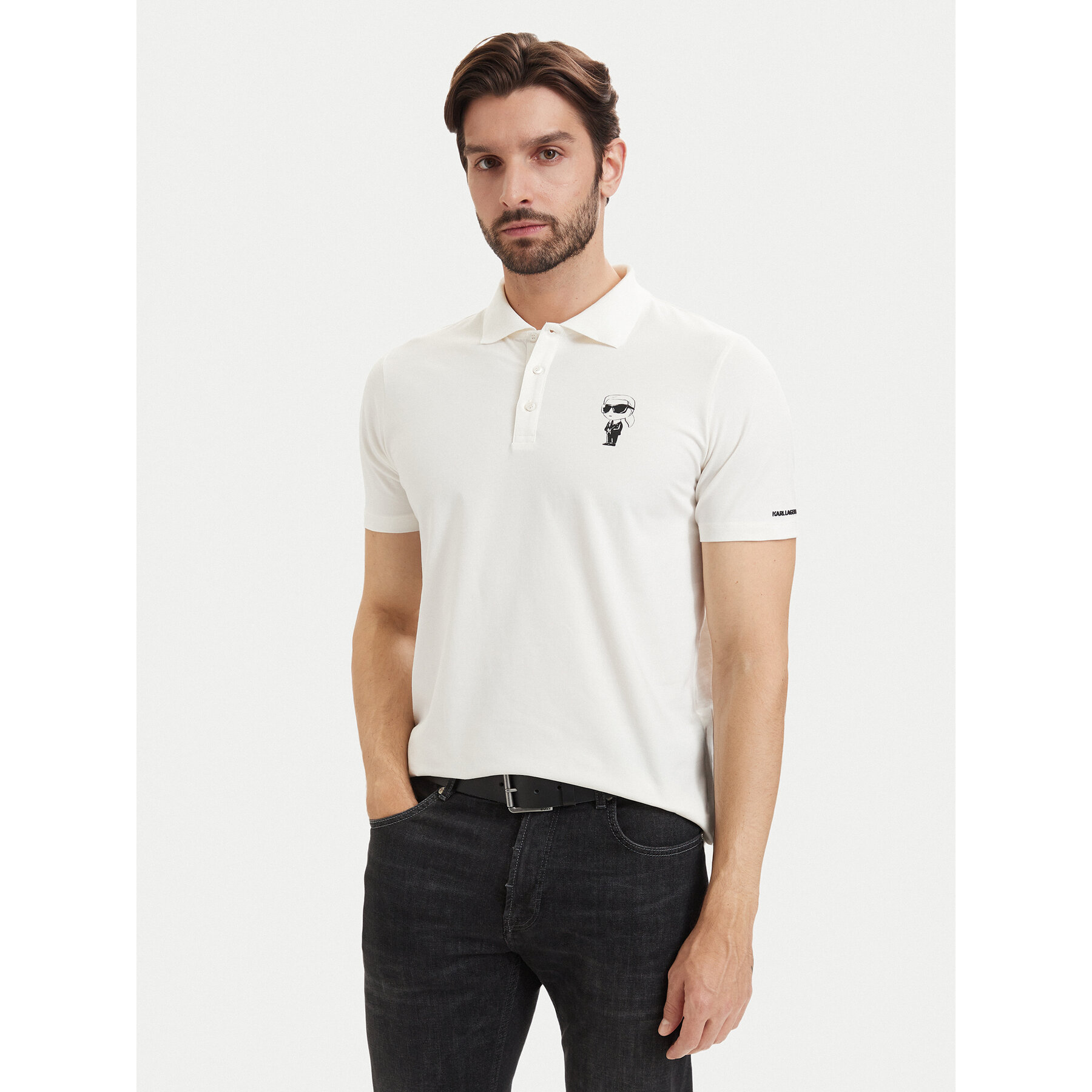 KARL LAGERFELD Polo 745024 563221 Biały Regular Fit
