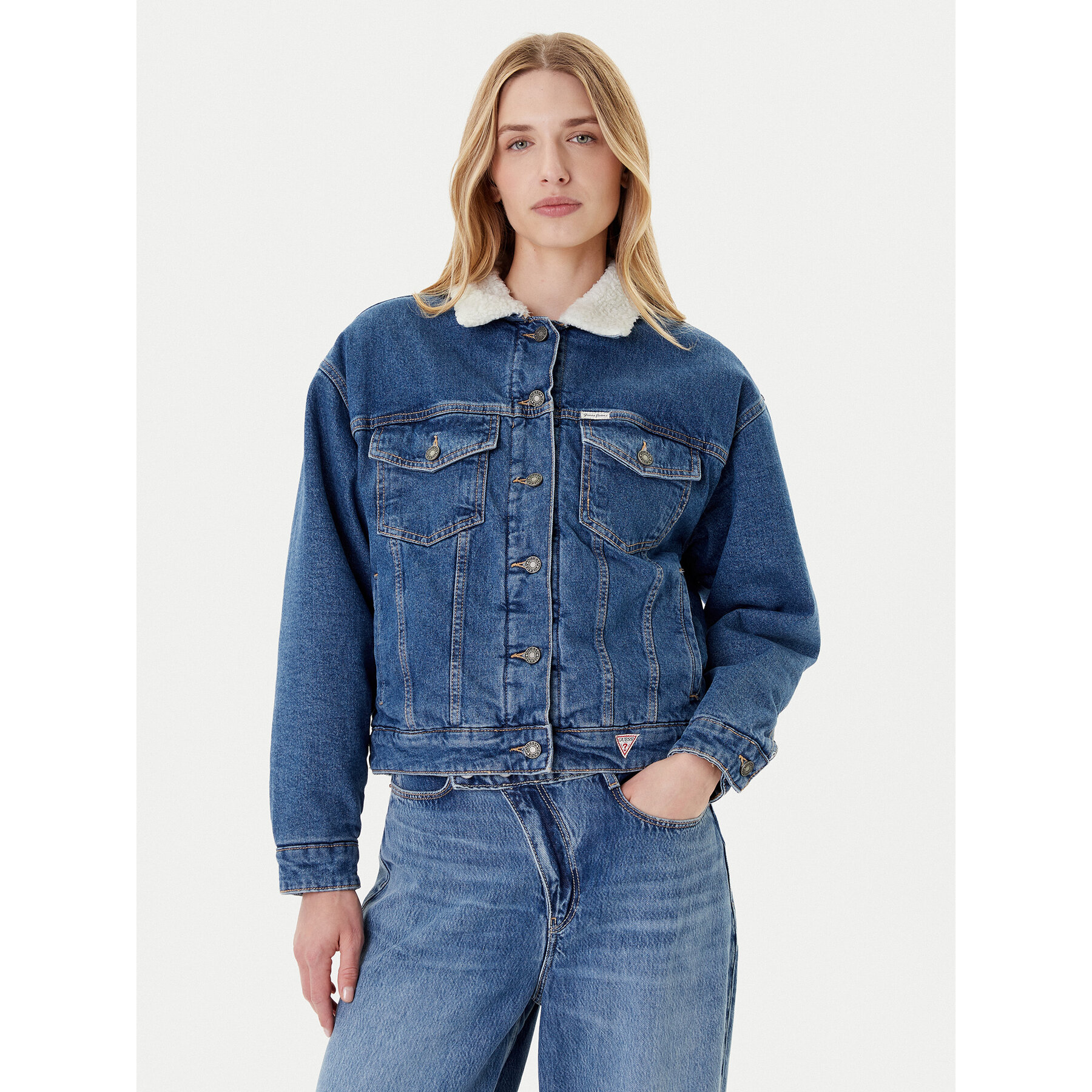 Guess Jeans Kurtka jeansowa W4BN64 D5CC3 Niebieski Regular Fit