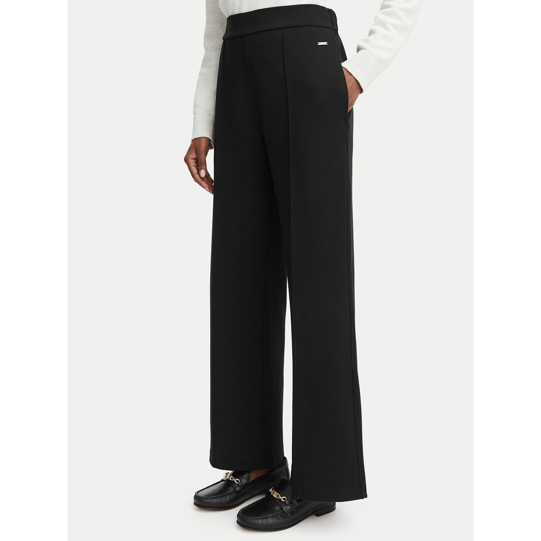Calvin Klein Spodnie materiałowe LV044G210G Czarny Wide Fit
