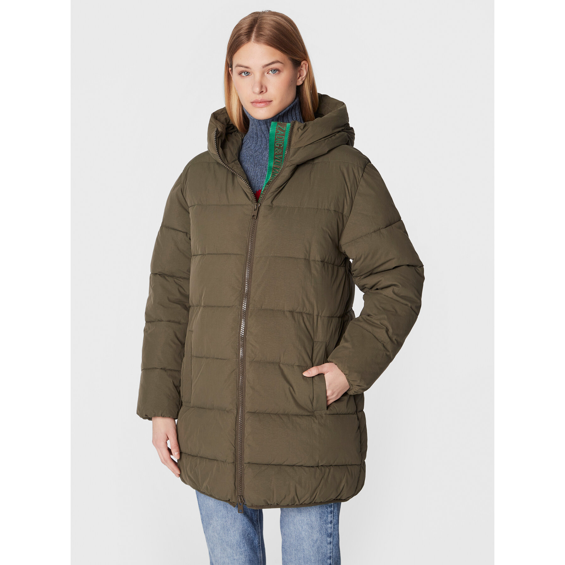 Zadig & Voltaire Kurtka zimowa Korail WWOW00574 Khaki Regular Fit