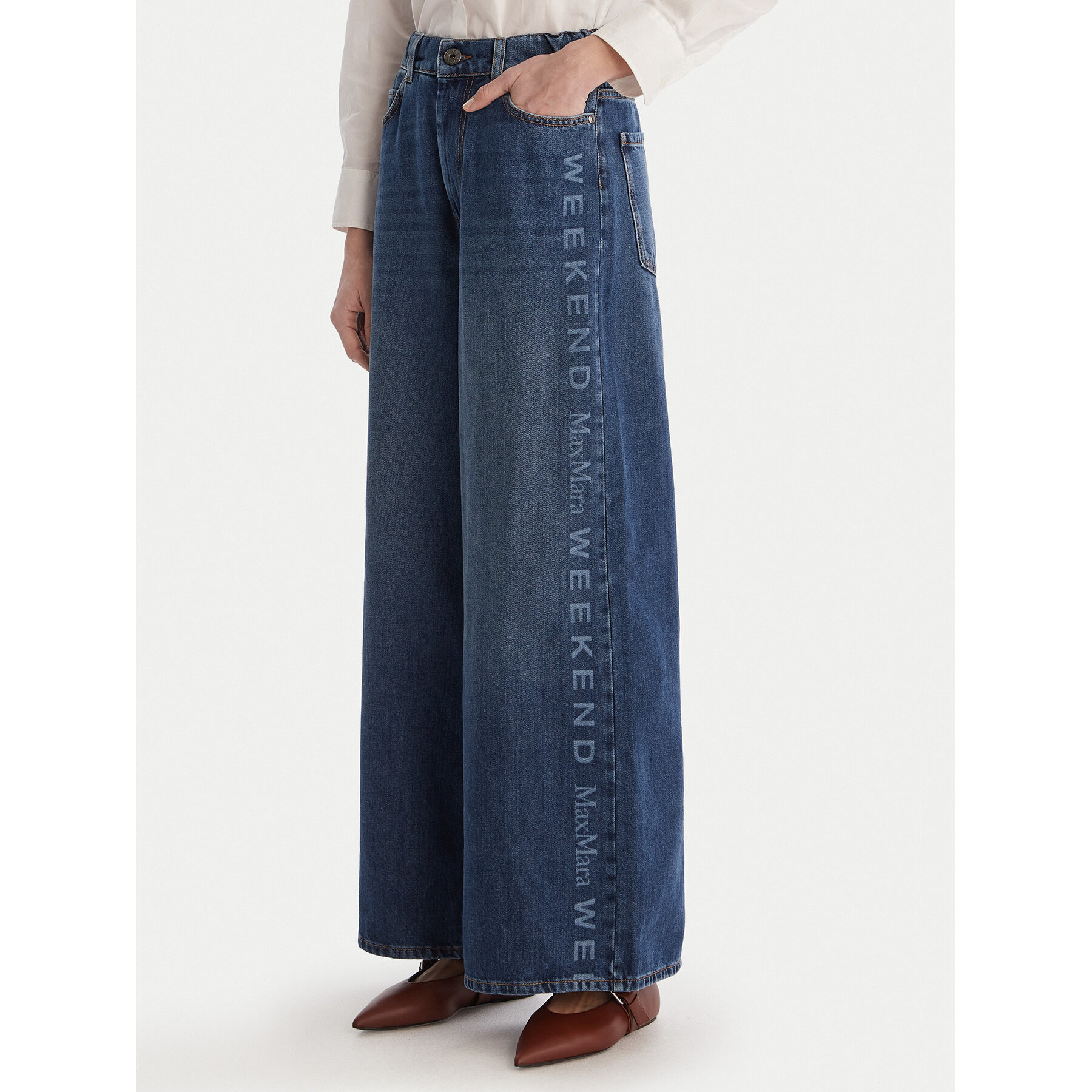 Weekend Max Mara Jeansy Vortice 2615181011 Granatowy Wide Leg